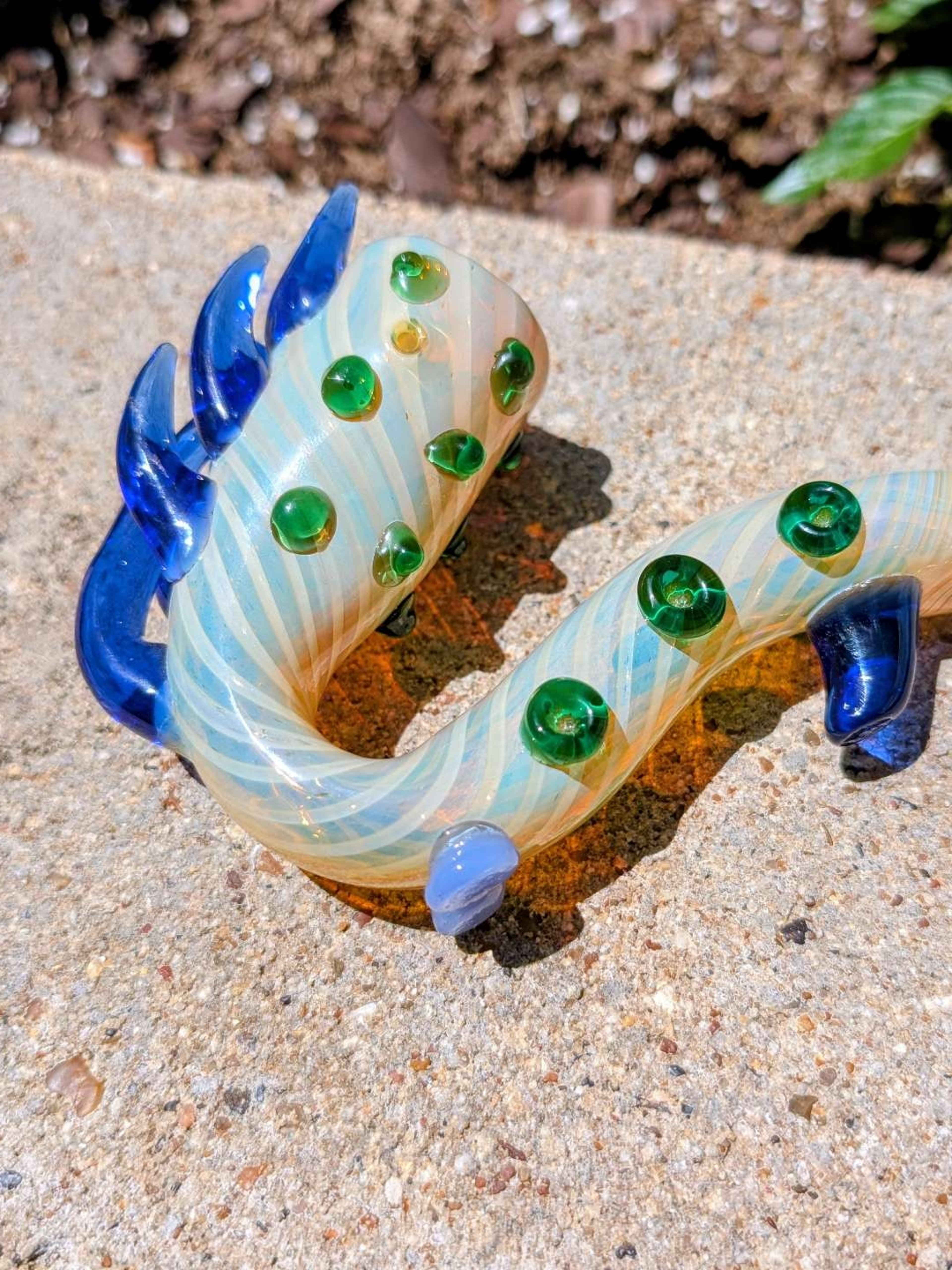Preview pic of Heady Glass Sherlock Pipe – Sculpted Blue Spines & Fumed Linework