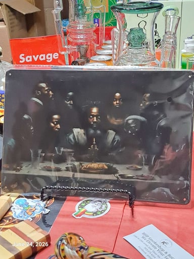 Preview pic of Decorative Stoner  Image Tin 8x12 Black Art Last Supper