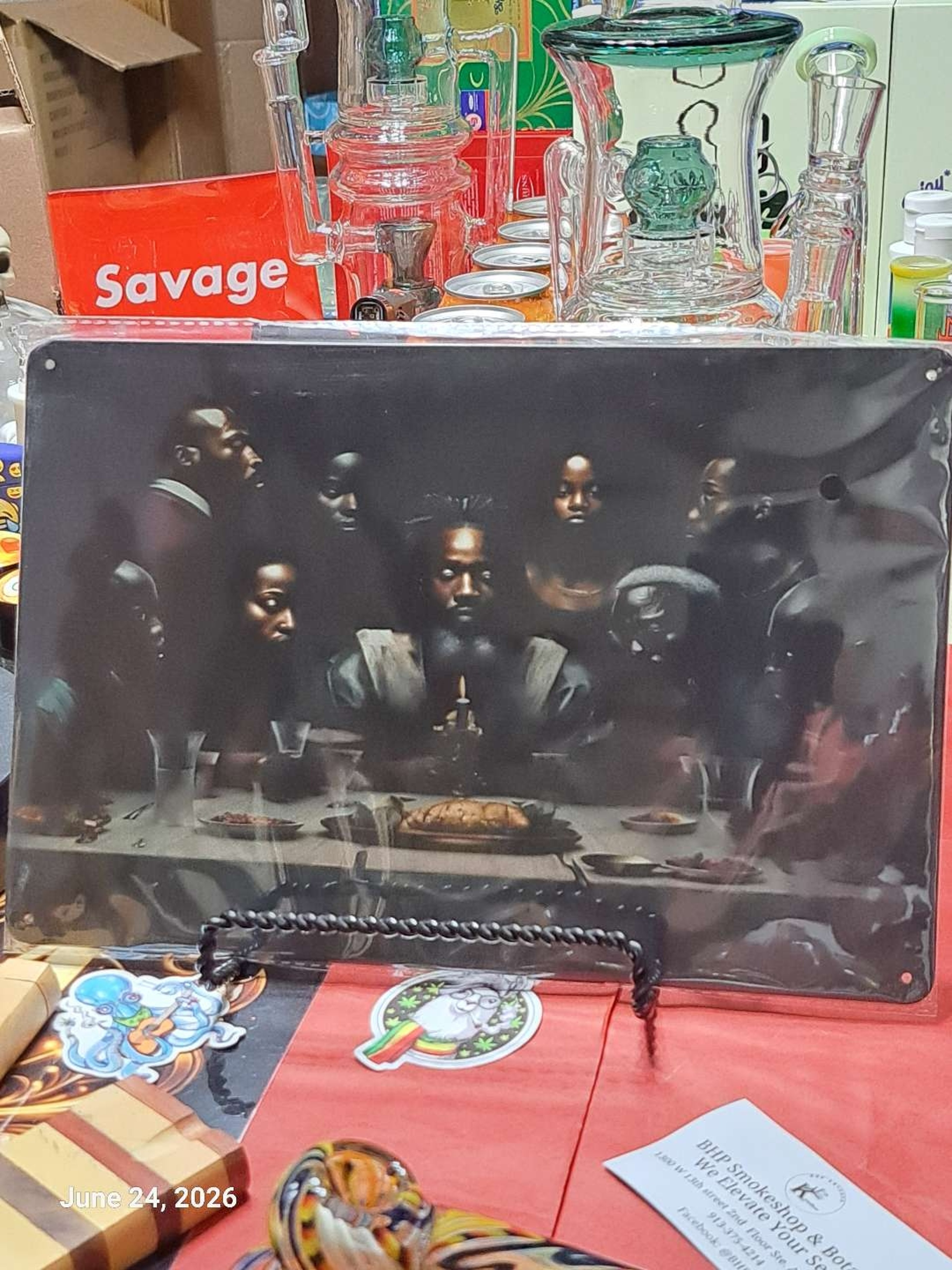 Preview pic of Decorative Stoner  Image Tin 8x12 Black Art Last Supper