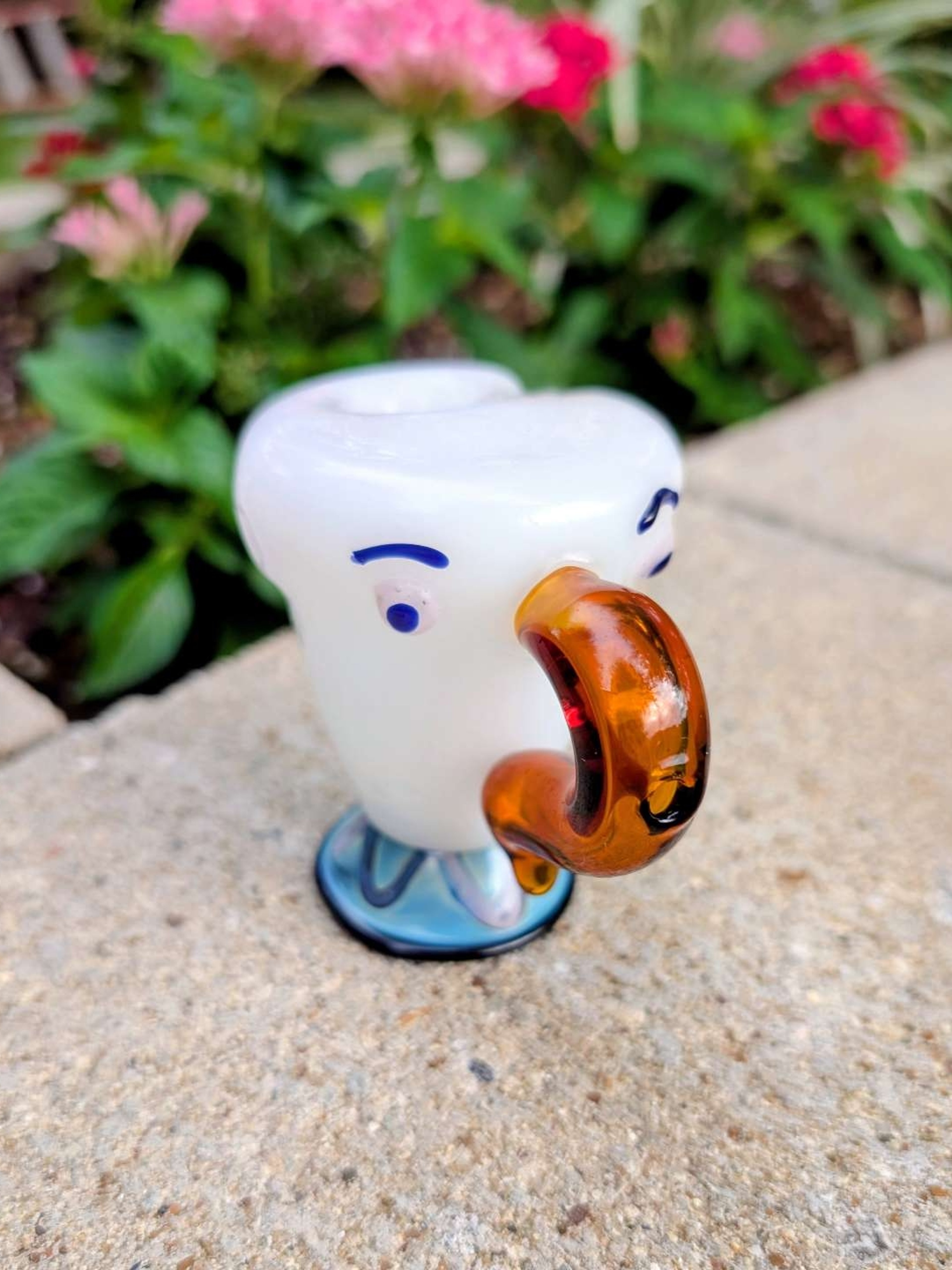 Apollo Glassworks "Chip" Teacup Dry Pipe - Beauty & The Beast Series - MINT image 0