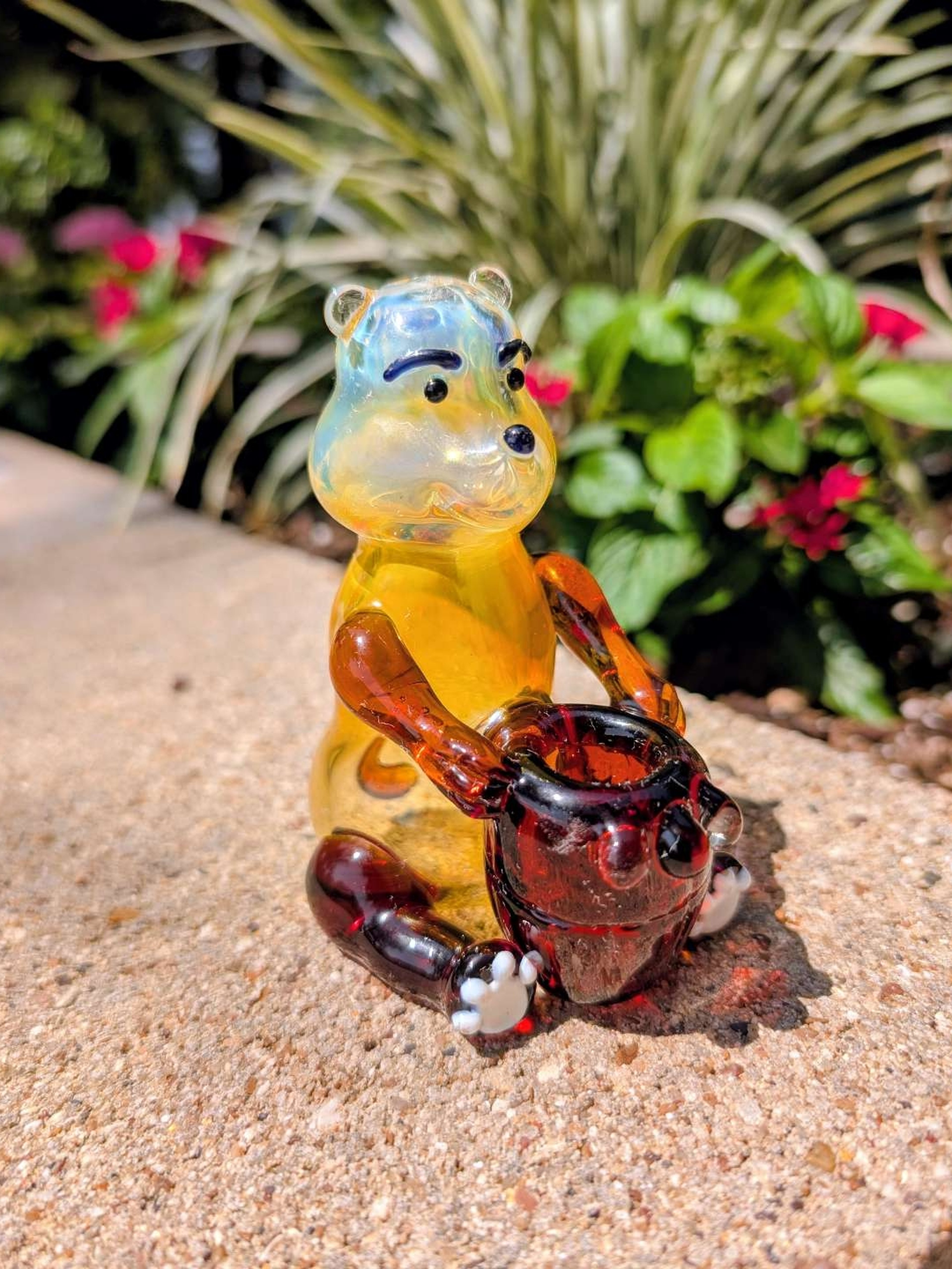 Handblown Glass Honey Bear Pipe - Winnie the Pooh Inspired image 0
