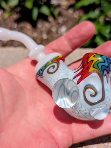 Preview pic of Mitchell Glass Heady Linework Sherlock Pipe – Mint Condition