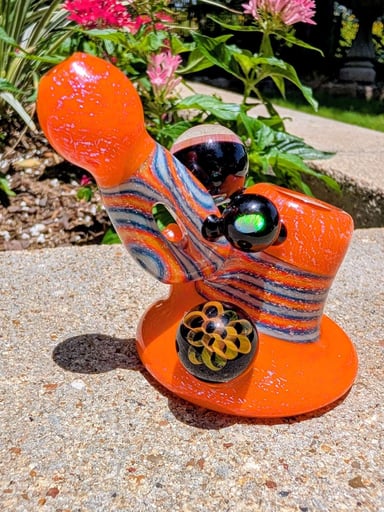 Preview pic of Mitchell Glass Heady Multi-Section Sidecar Bubbler w/ Honeycomb Attachments