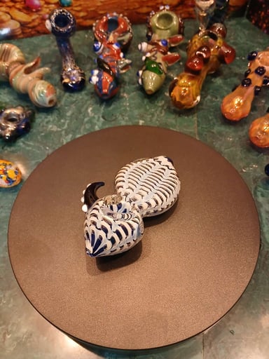 Preview pic of Blue & White Stripes Flat Heady Glass Piece