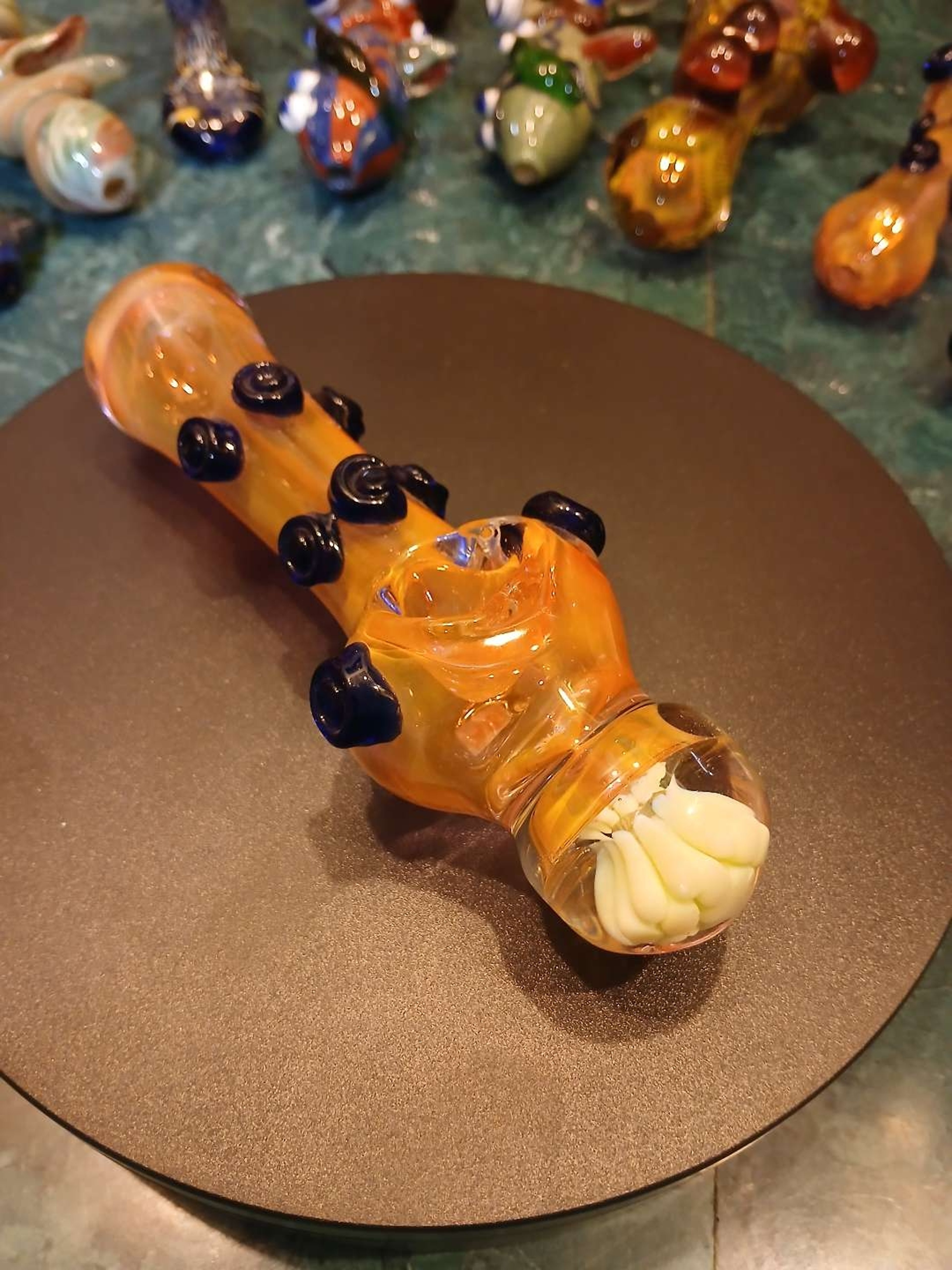 Pink Gold Fumed Heady Glass Flower image 0