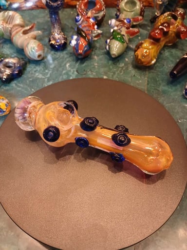 Preview pic of Large Pink Gold Fumed Heady Glass Flower Tip