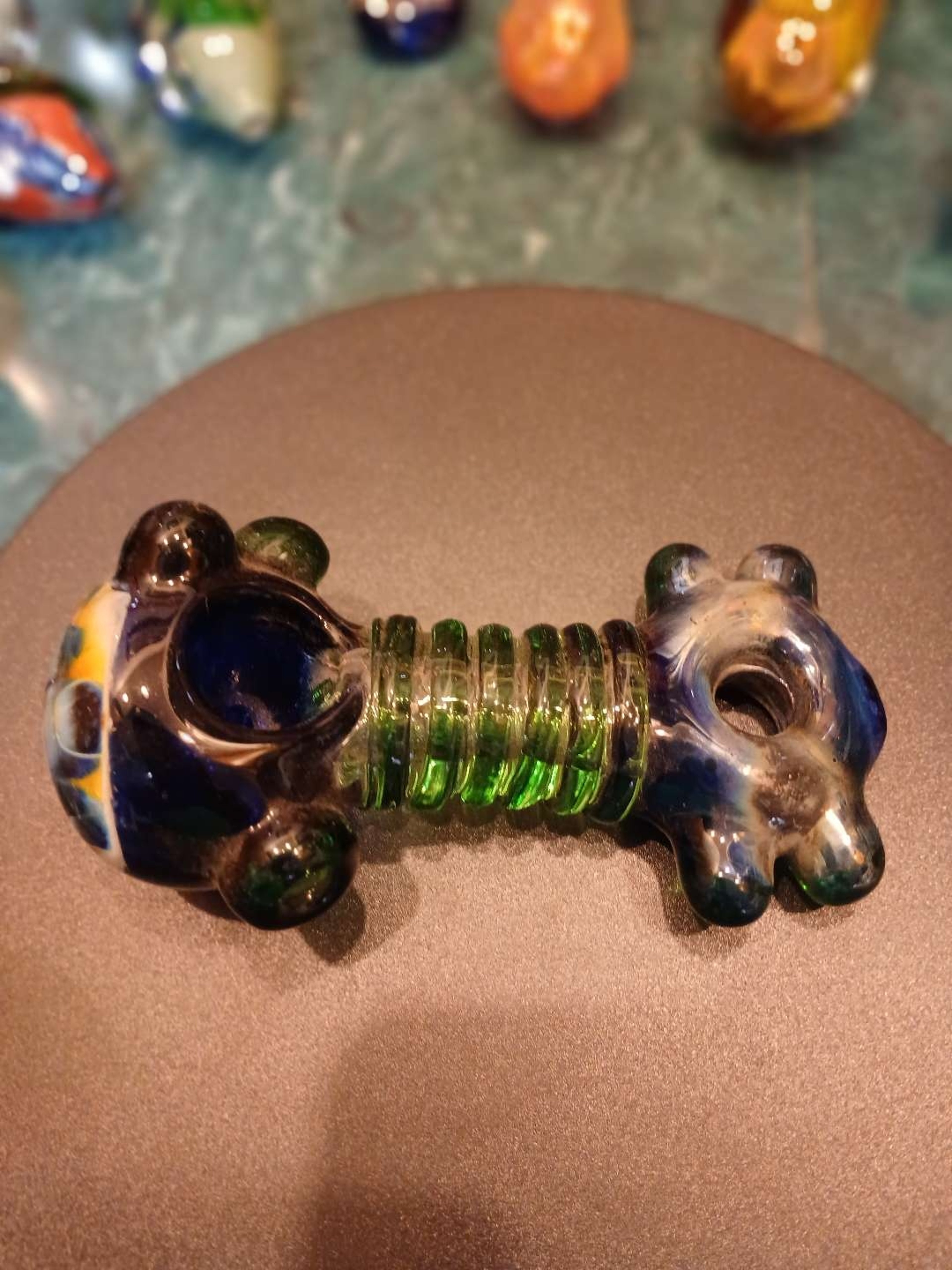 Preview pic of Blue Screw Fumed Blue Green Heady Glass Spoon