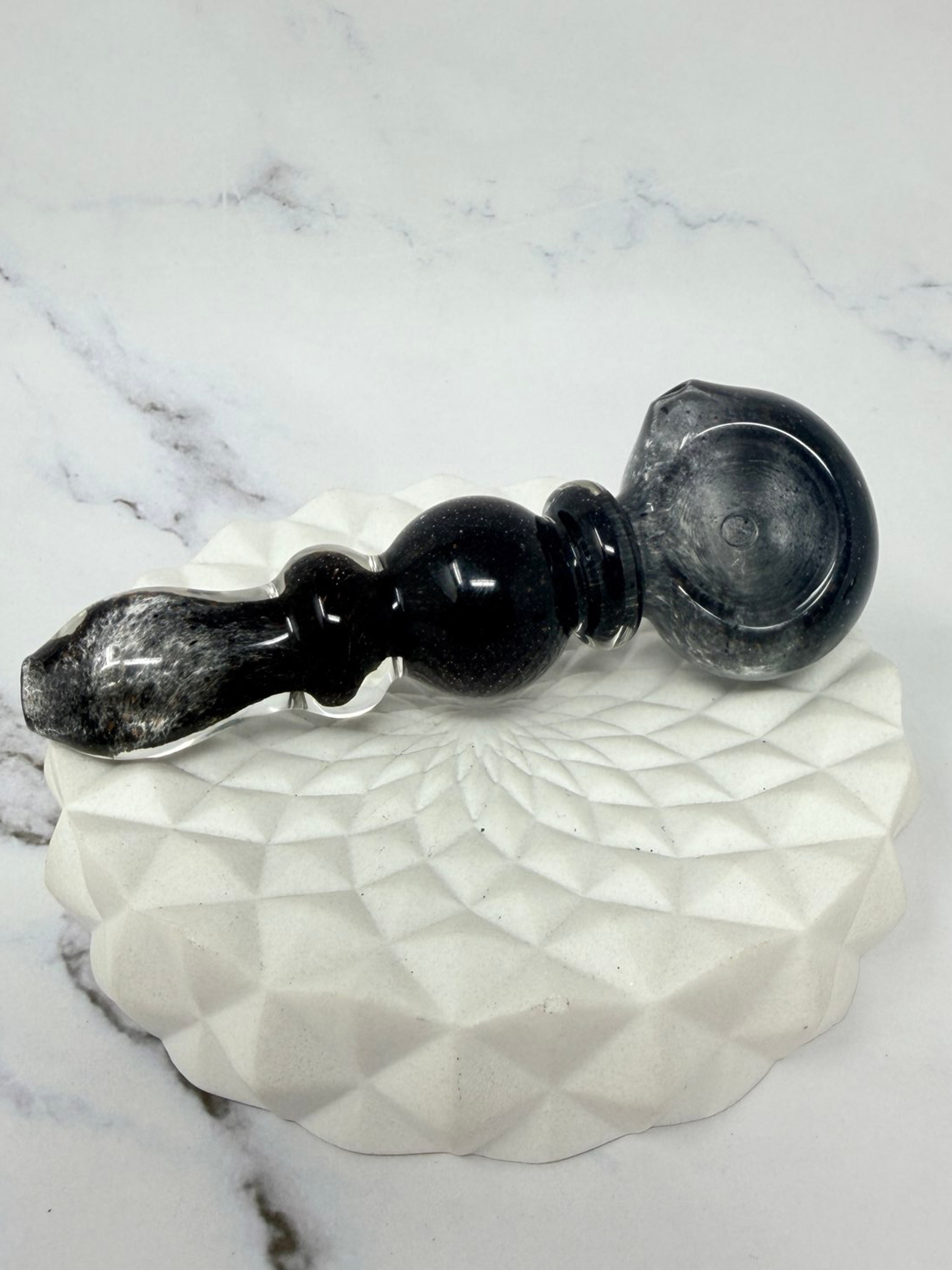 4.25” Handmade Obsidian Black Wand Smoking Glass Pipe image 0