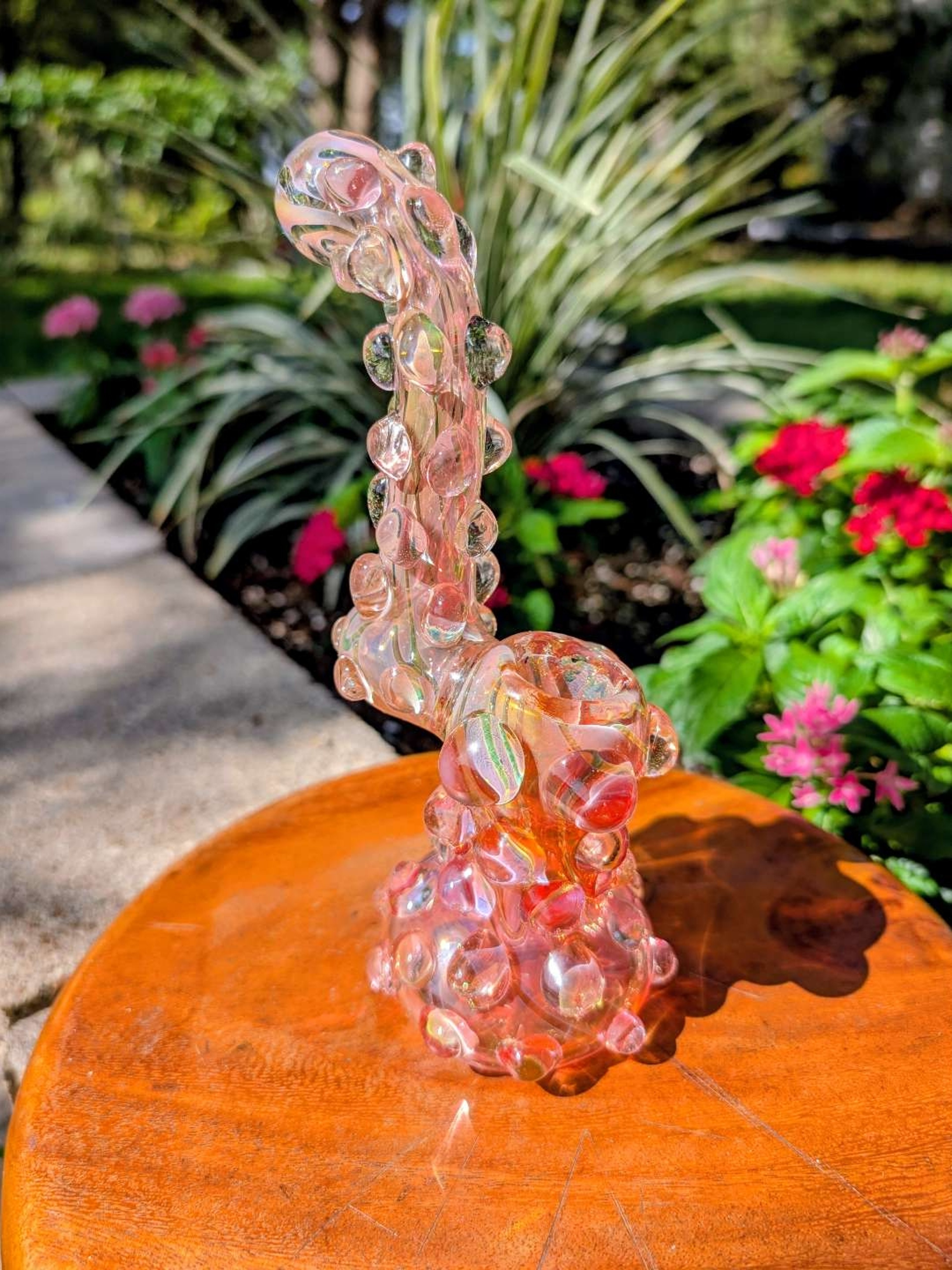8" Gold & Silver Fumed Bumpy Glass Sherlock Bubbler image 0