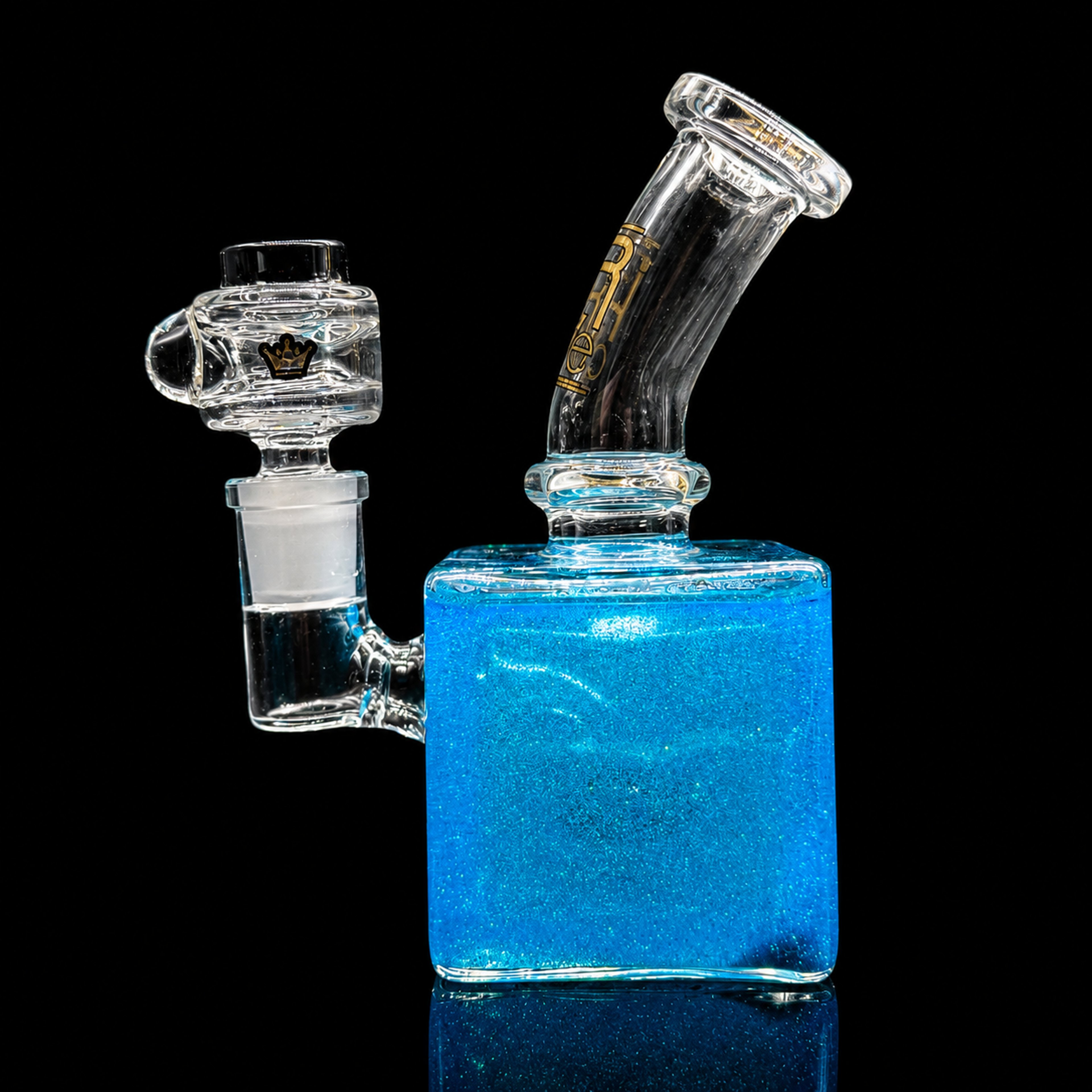 Preview pic of 6” Mini Freezable Cube Glass Bong – Blue Glycerin Cooling Chamber – 14mm Bowl – Compact Water Pipe