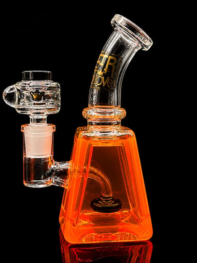 Preview pic of 6.5” Mini Pyramid Freezable Glass Bong – Orange Glycerin Cooling Chamber – 14mm Bowl – Compact Water Pipe