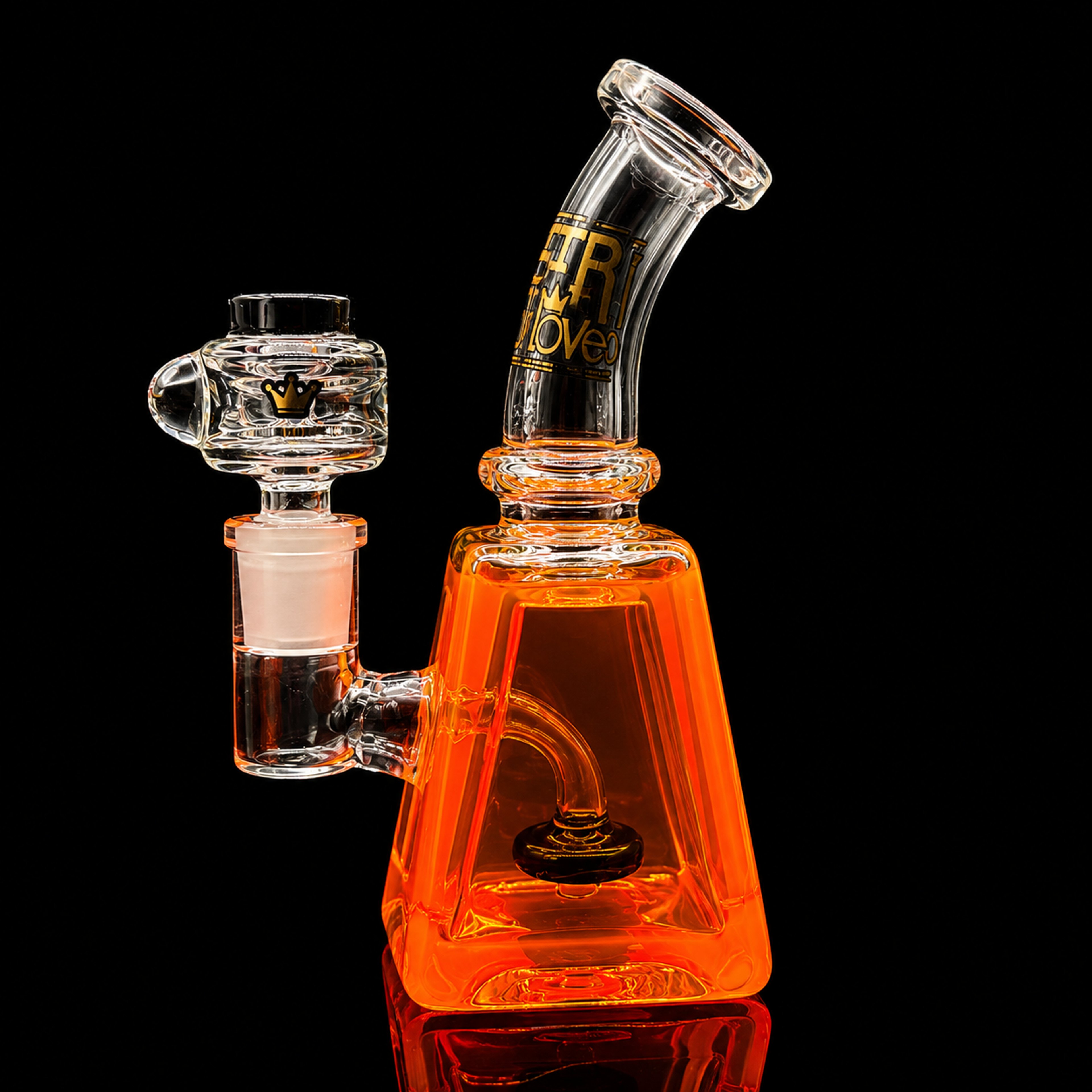 Preview pic of 6.5” Mini Pyramid Freezable Glass Bong – Orange Glycerin Cooling Chamber – 14mm Bowl – Compact Water Pipe