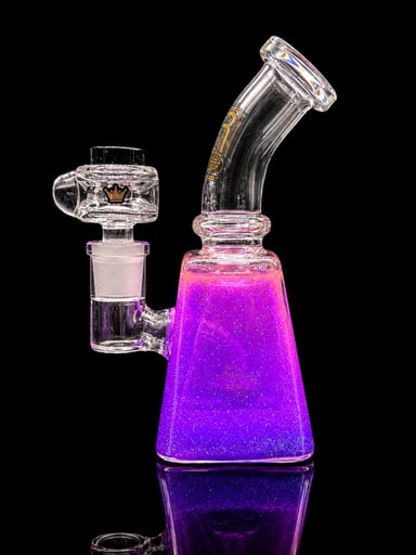Preview pic of 6.5” Mini Pyramid Freezable Glass Bong – Purple Glycerin Cooling Chamber – 14mm Bowl – Compact Water Pipe