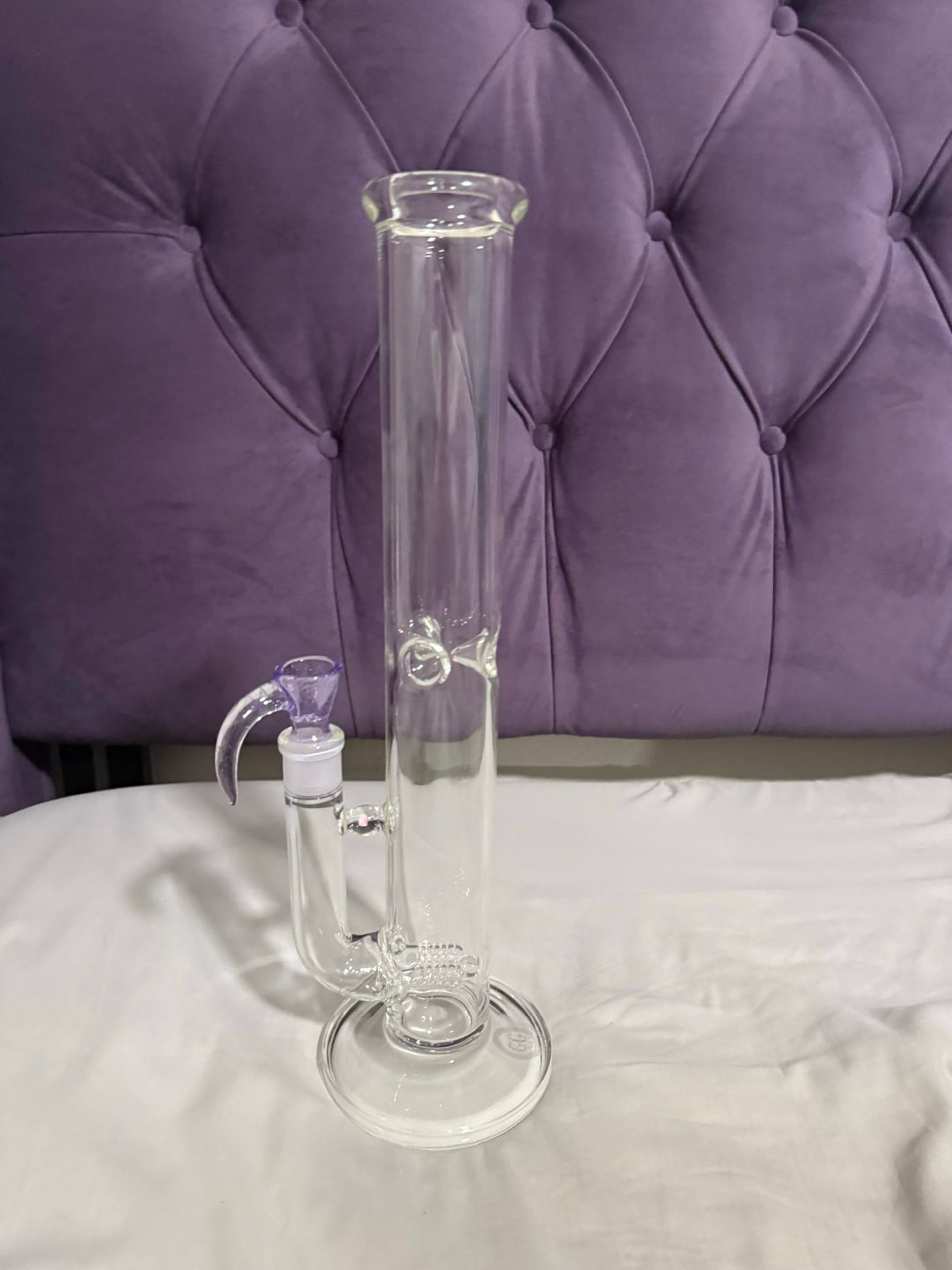 Preview pic of Greek Glass Opal double gridded stem tube w/designer slide