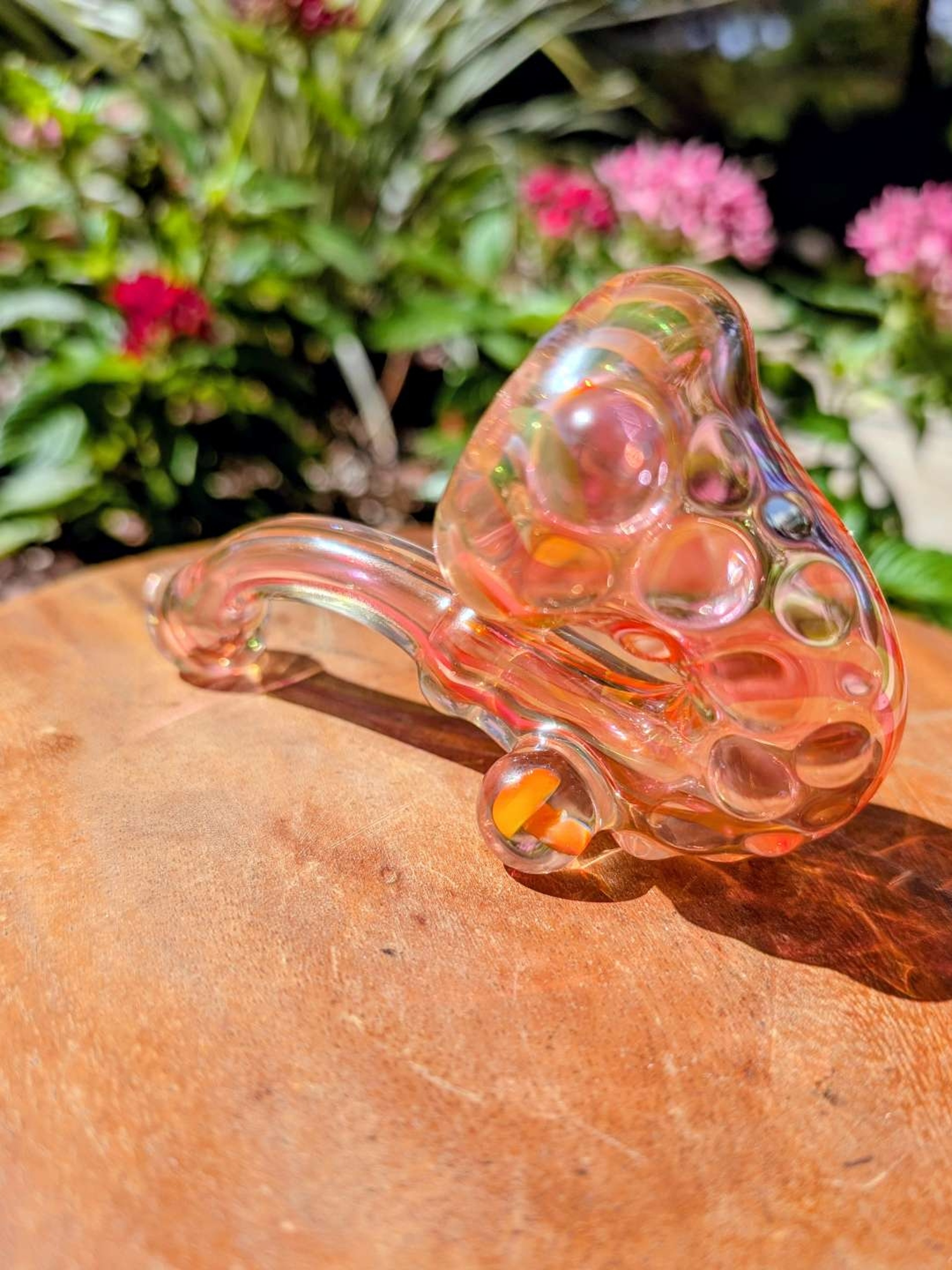 6" Gold-Fumed Glass Sherlock – Textured Grip & Built-in Stand image 0