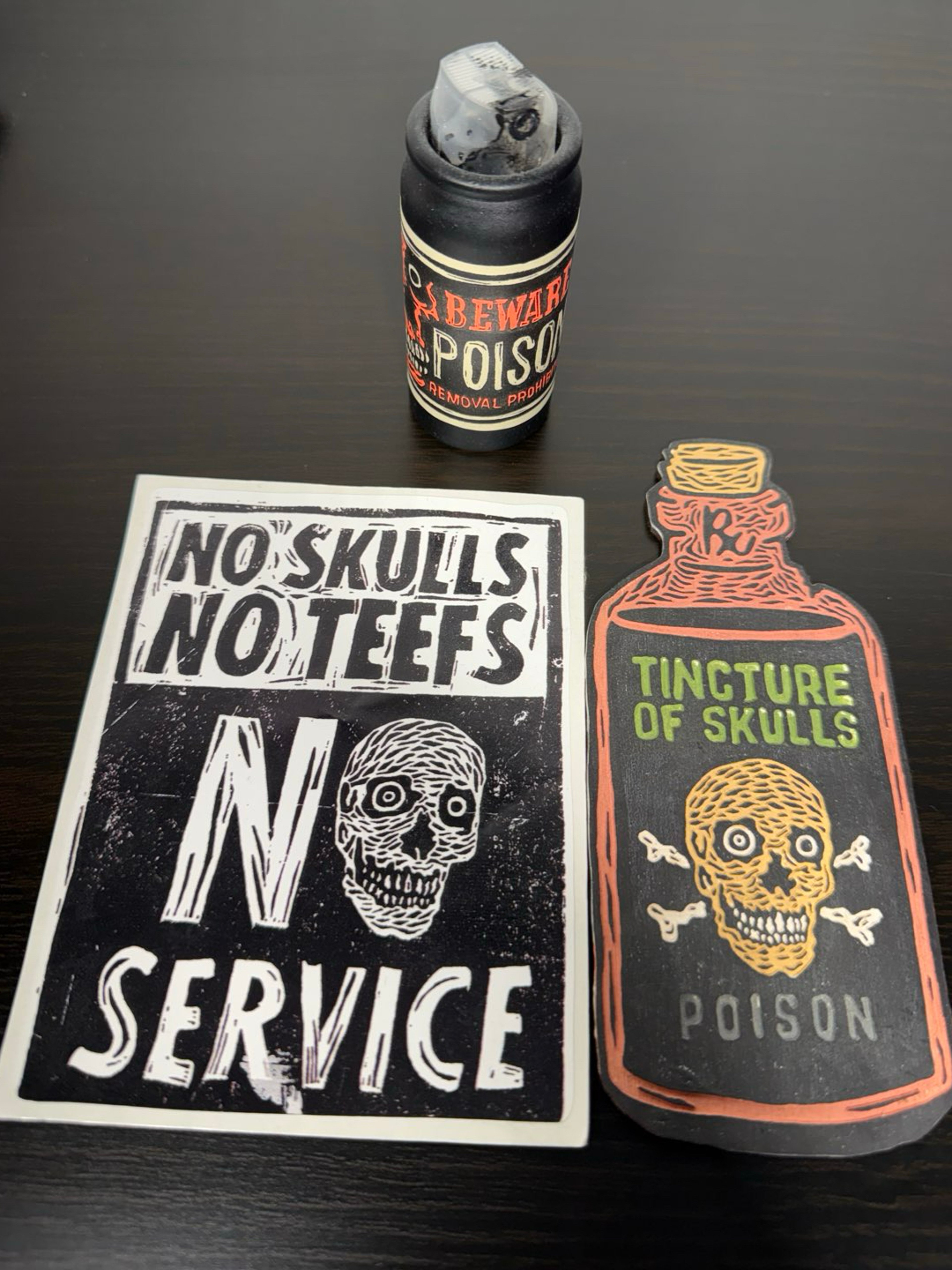 Preview pic of Rx skulls sticker wood cutout and mini spray can