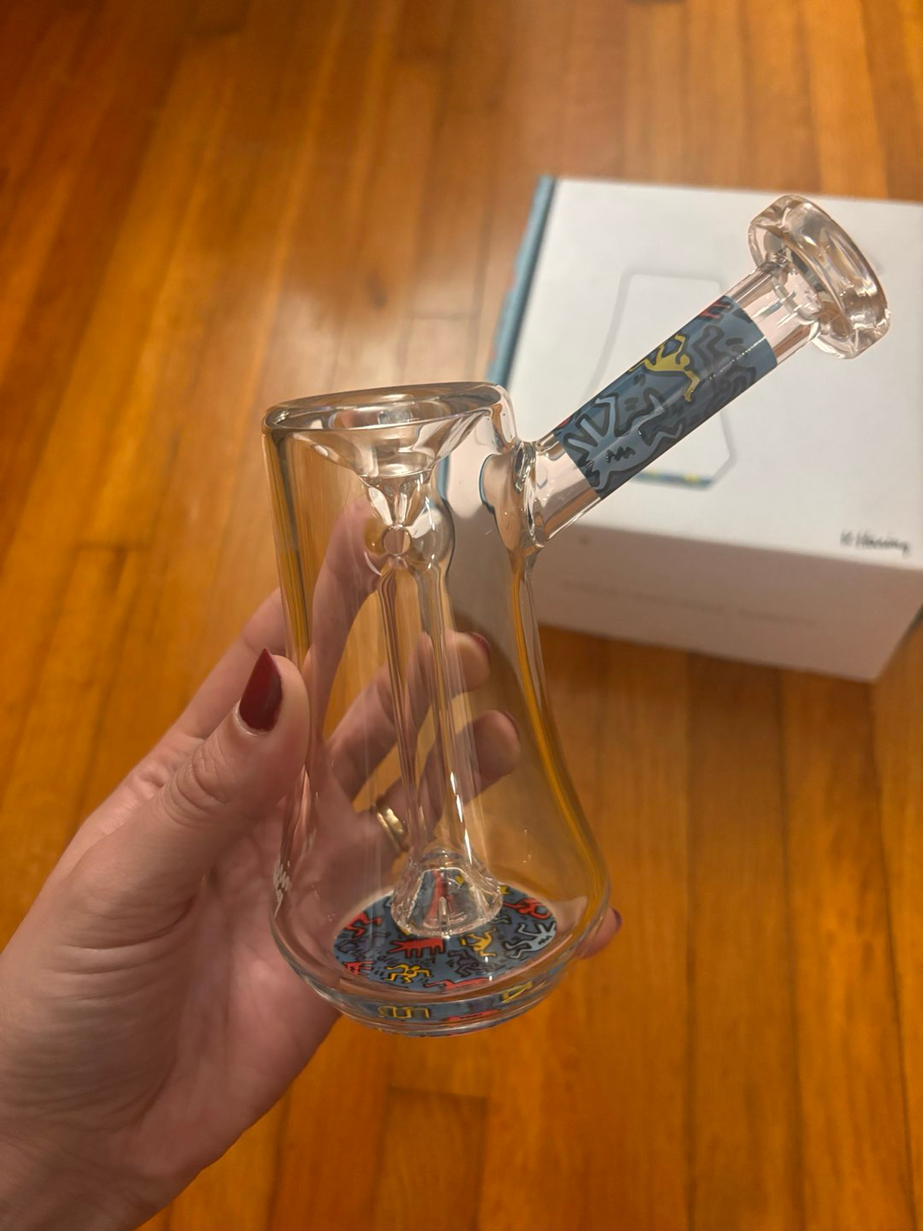 Preview pic of K.Haring Glass Bubbler Multi Blue