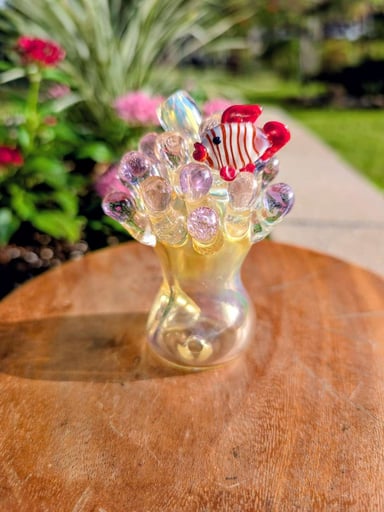 Preview pic of Handcrafted Tropical Coral Reef & Clownfish Glass Pipe