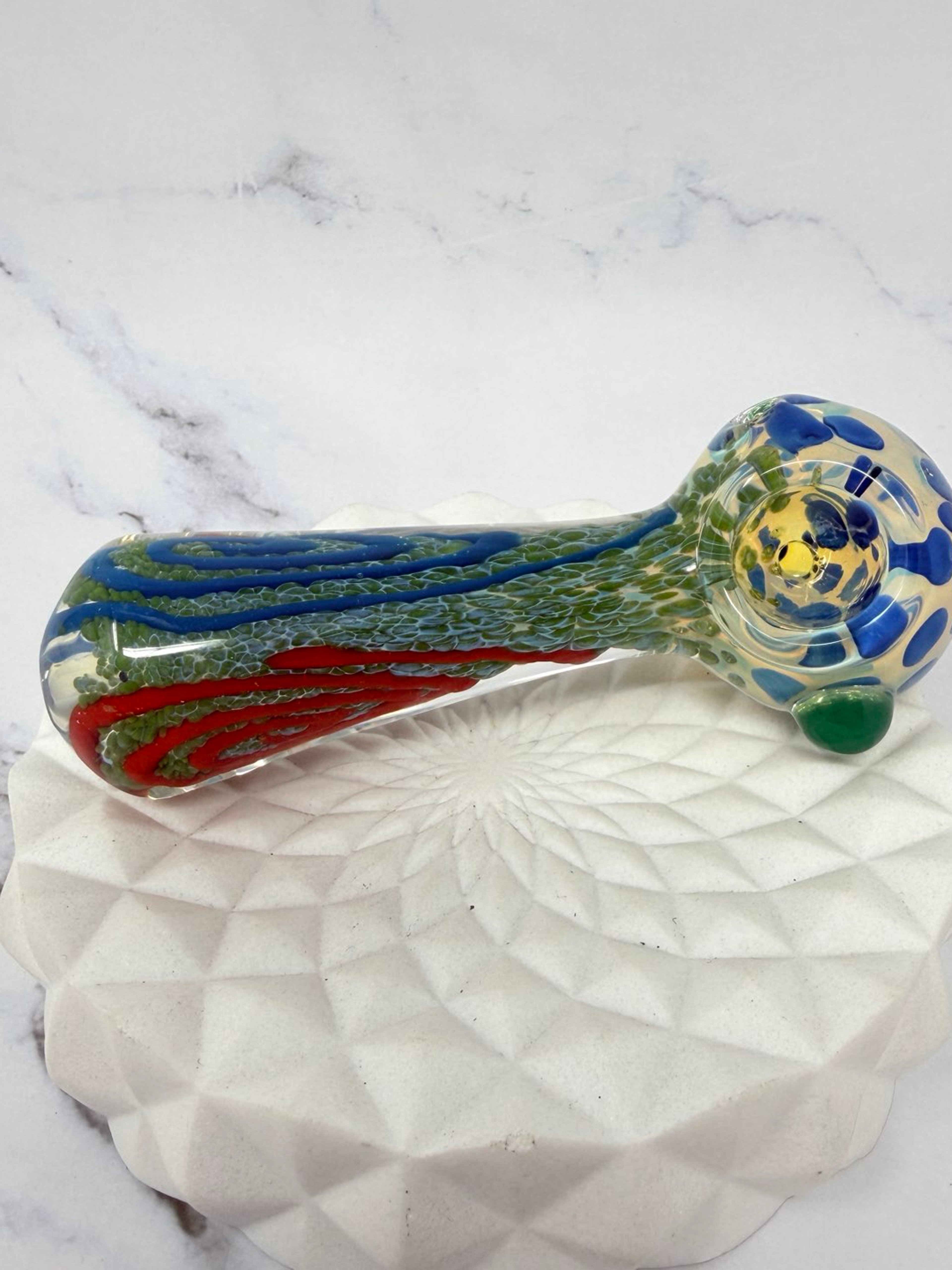 Preview pic of 4.25” Handmade Cosmic Green Helium Smoking Glass Pipe