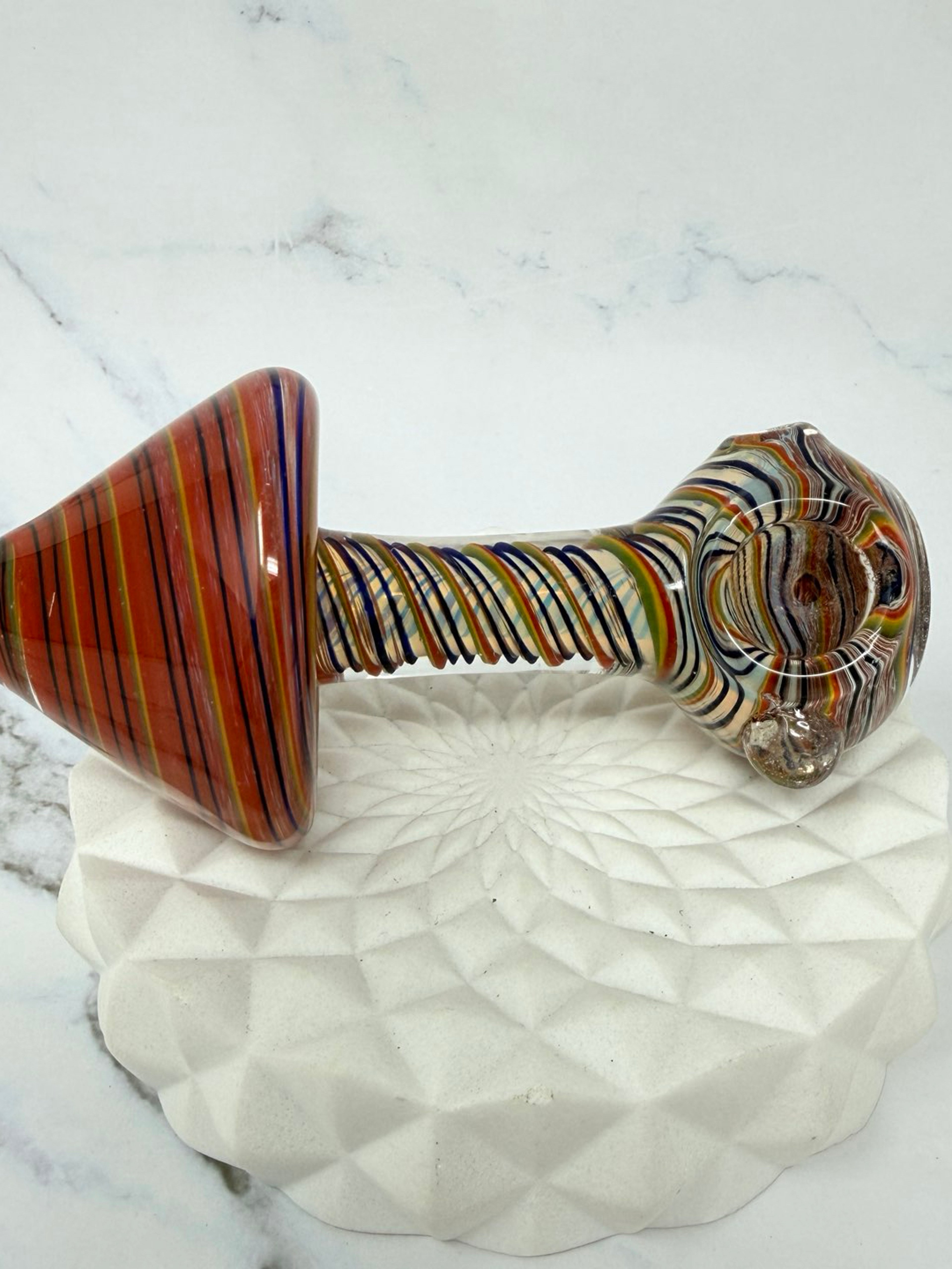 Preview pic of 4.5” Handmade Red Cap Mushroom swirl Smoking Glass Pipe