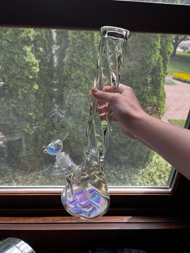 Preview pic of Iridescent Swirl Beaker Bong 16”