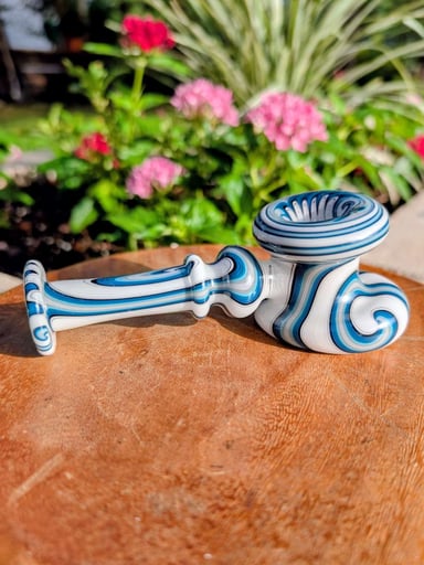 Preview pic of 2022 JD Nace Pristine Linework Hammer Pipe — Teal & Black/White Reversals