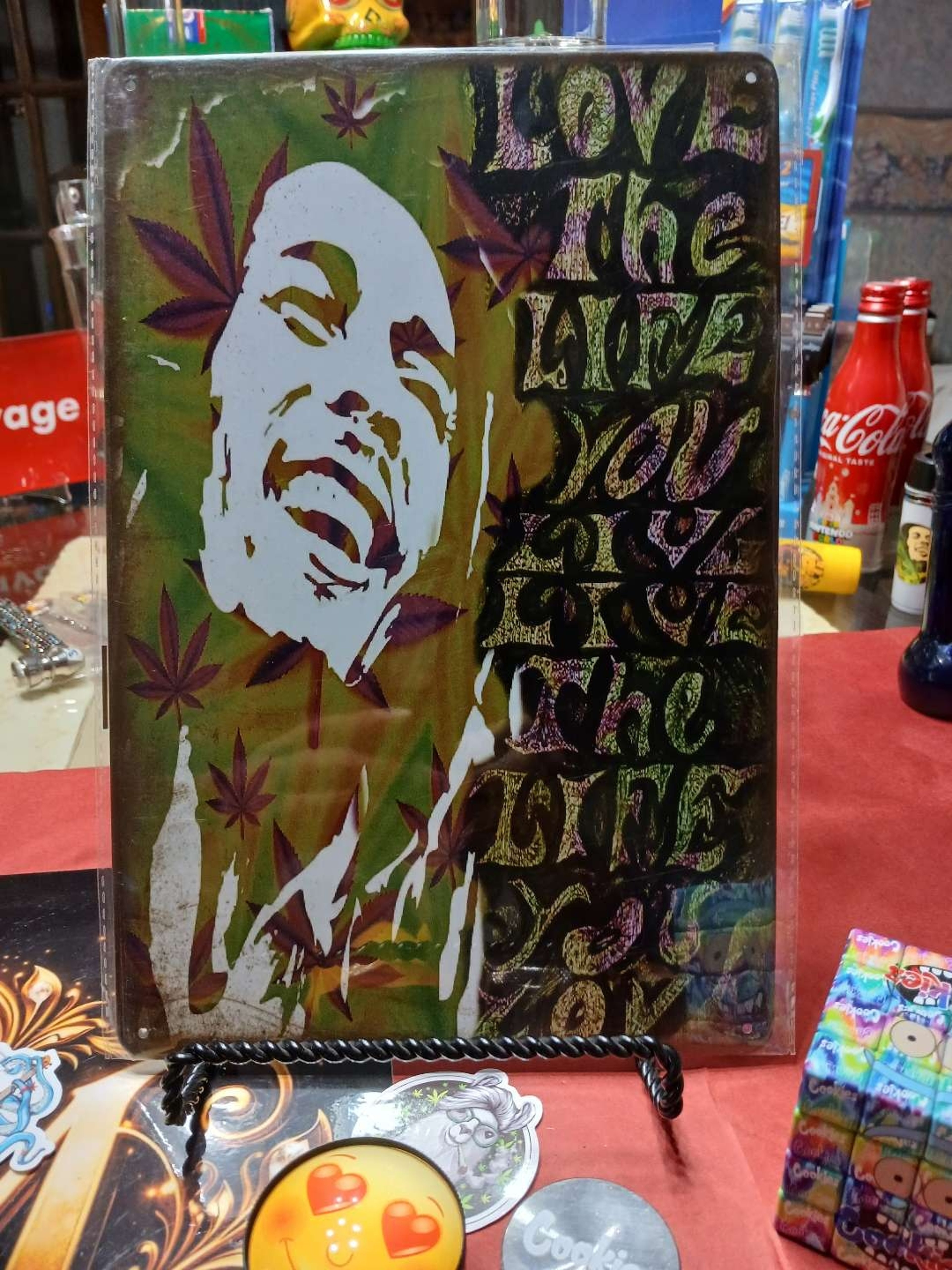 Preview pic of Decorative Stoner  Image Tin 8x12 Bob Marley Love The Life You Live