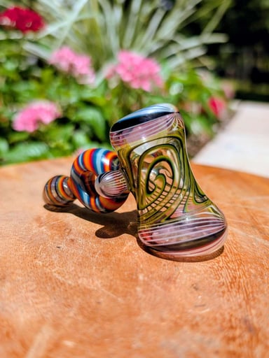 Preview pic of Signed Benn Terry Custom Rainbow & Pink Linework Heady Hammer Pipe