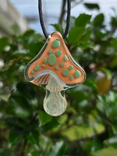 Preview pic of Trippy Fun guy Mushroom Layered Glow Pendant