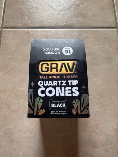 Preview pic of GRAV BLACK TALL KINGS QUARTZ TIP CONES 109 MM DISPLAY BOX (48 cones) ✅🔥