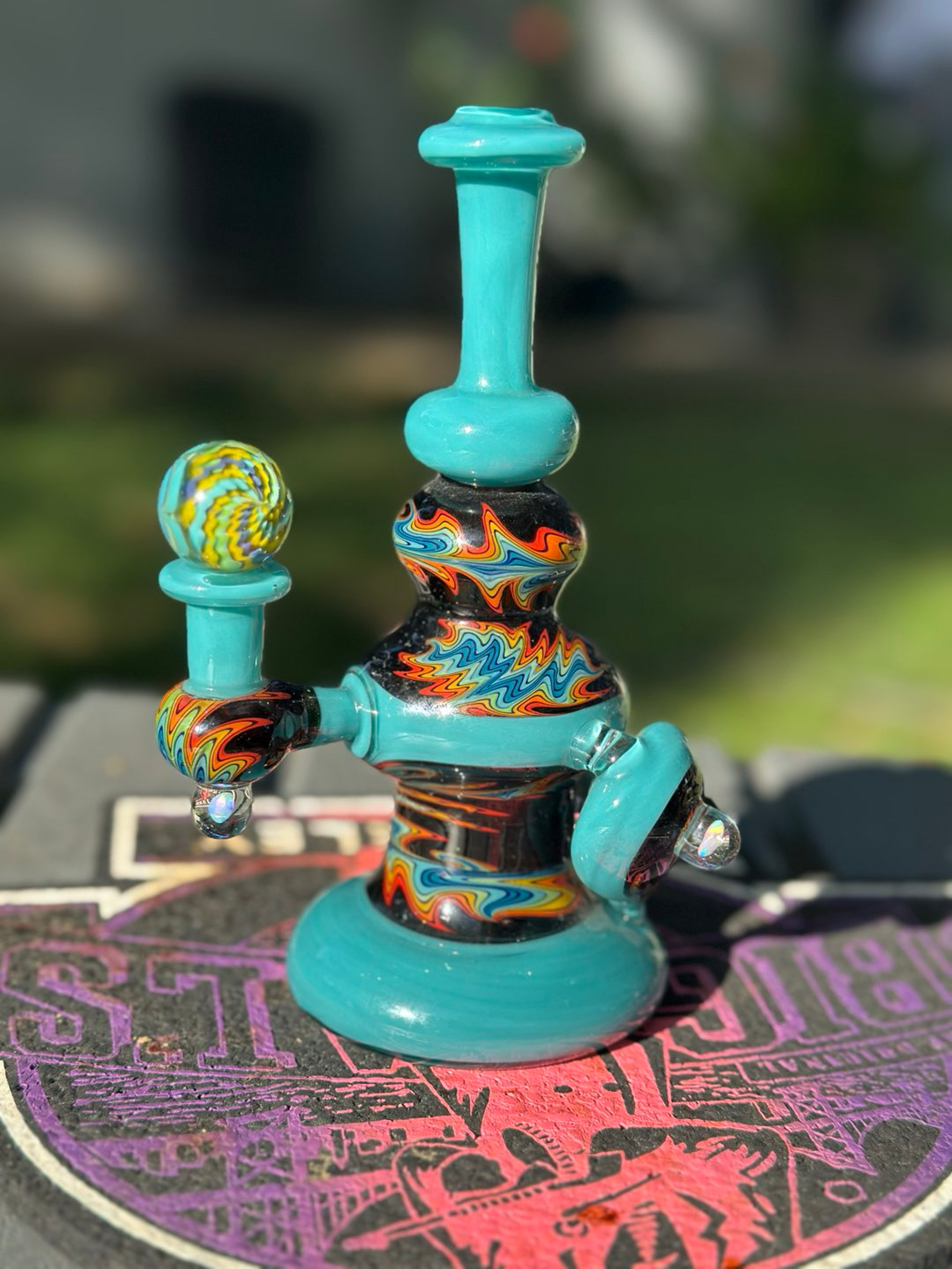 Preview pic of Wig Wag Opal Shield Banger Hanger w/ matching signed marble