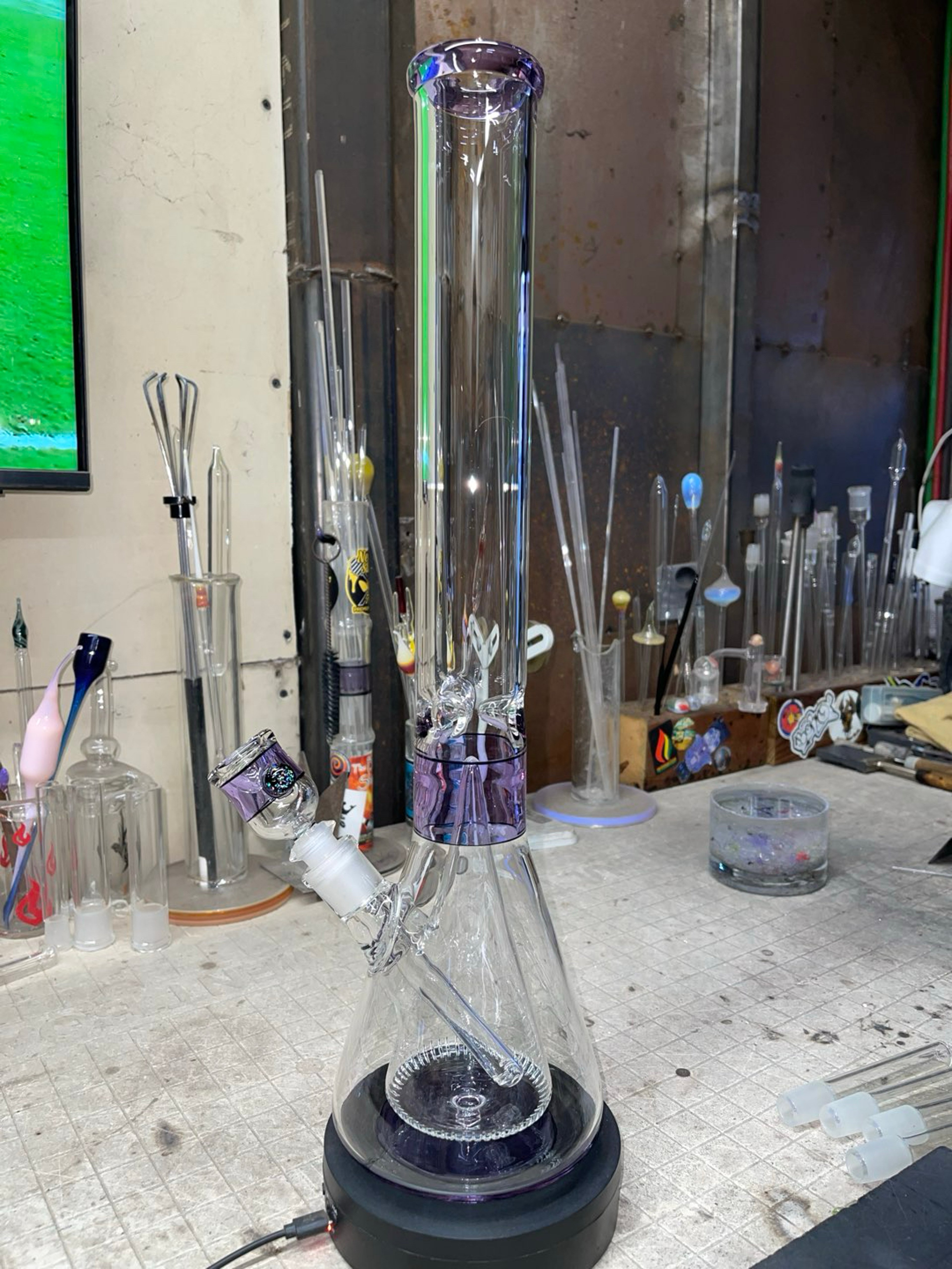 Preview pic of 50x18” purple color 14mm 1 hole slide comes with adapter to use the slide without steam