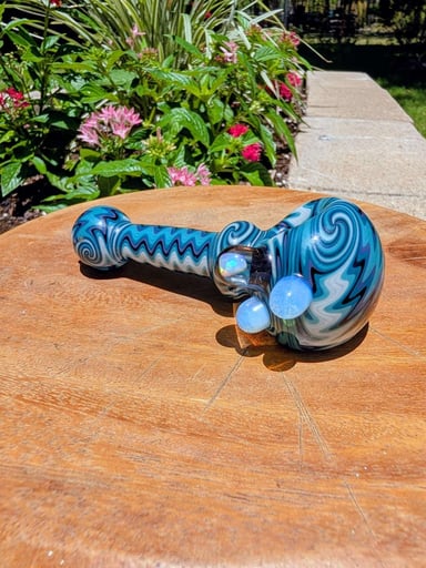 Preview pic of Pristine signed Kman Glass x Paul Brehm (Fat Bottom Glass) Collab Sherlock – Triple Opal