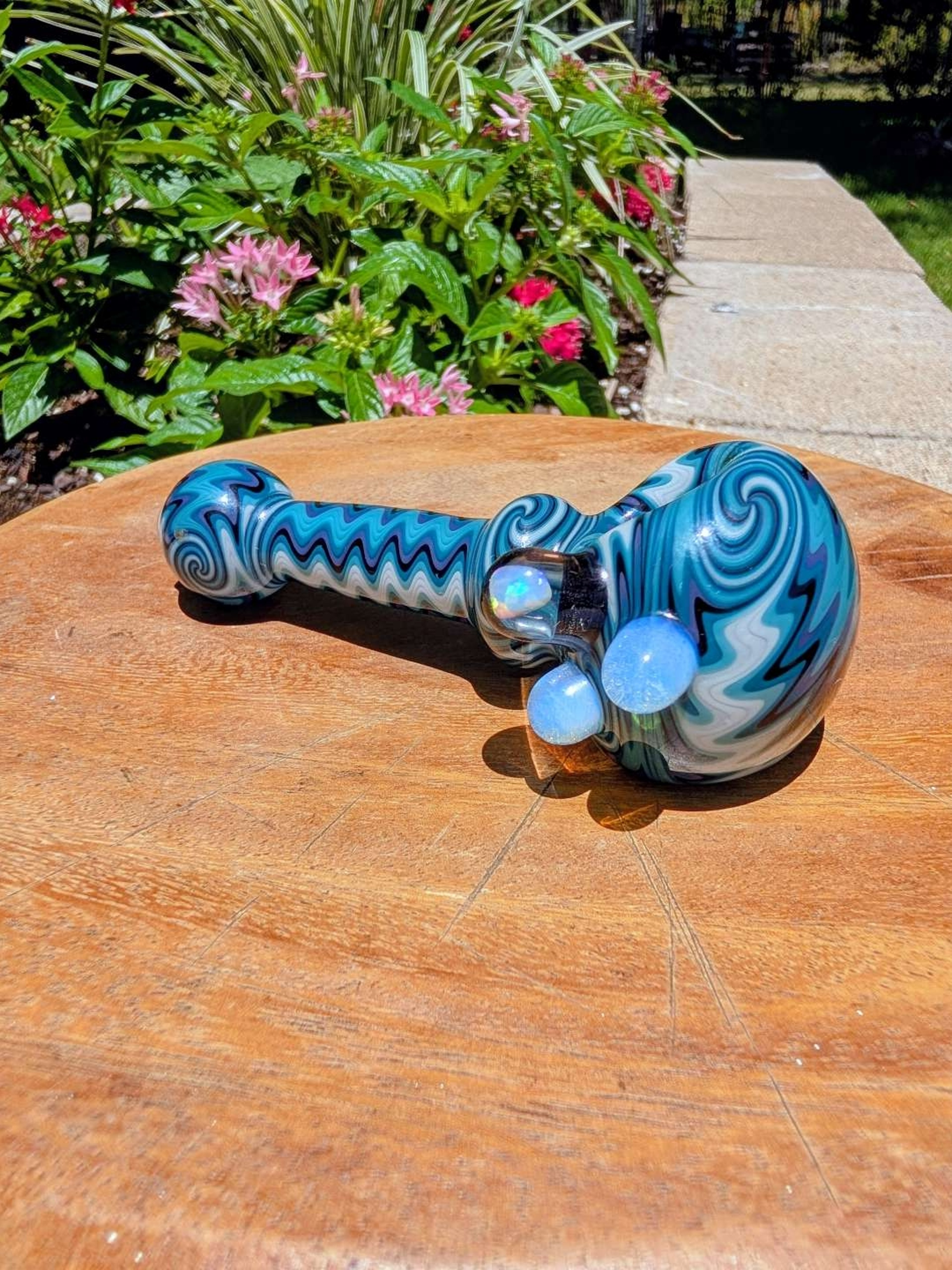 Pristine signed Kman Glass x Paul Brehm (Fat Bottom Glass) Collab Sherlock – Triple Opal image 0
