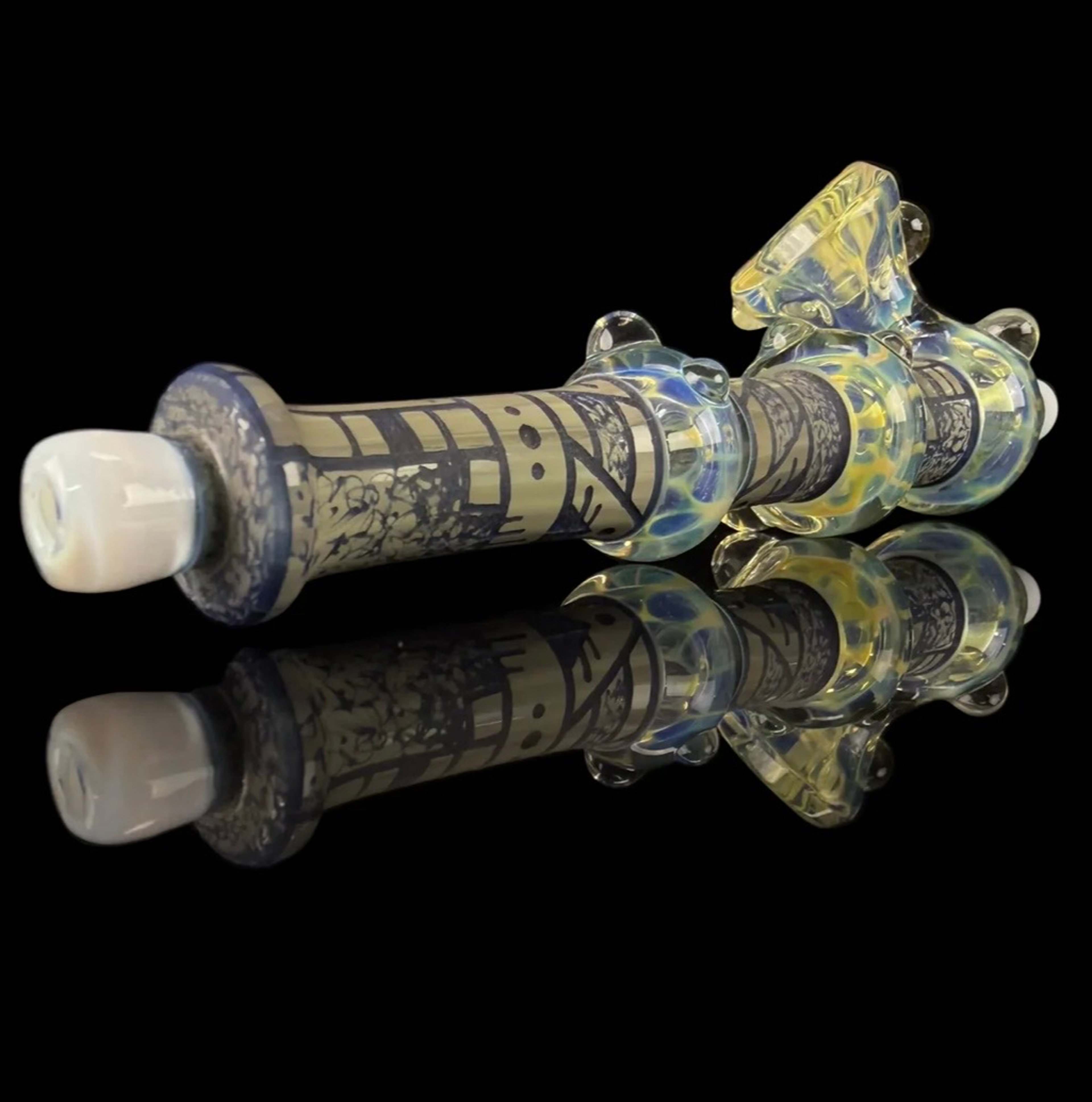 Preview pic of 🔥7.5” BRAND NEW!! CORKIS  PORTAL GLASS HAND CARVED/FUMED XL 7 SECTION PEACE PIPE CORI CLARK 🔥