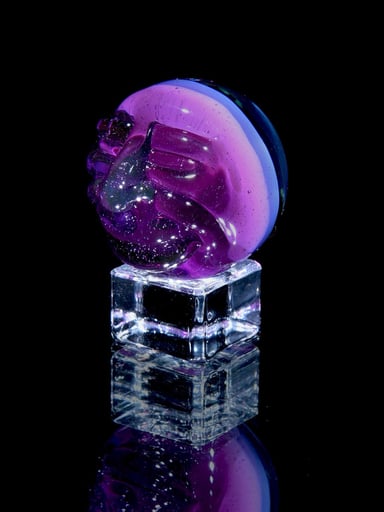 Preview pic of GPS Glass - "Head to the Trees" Sculpted Marble - Grape Juice - 34mm/1.34" Diameter