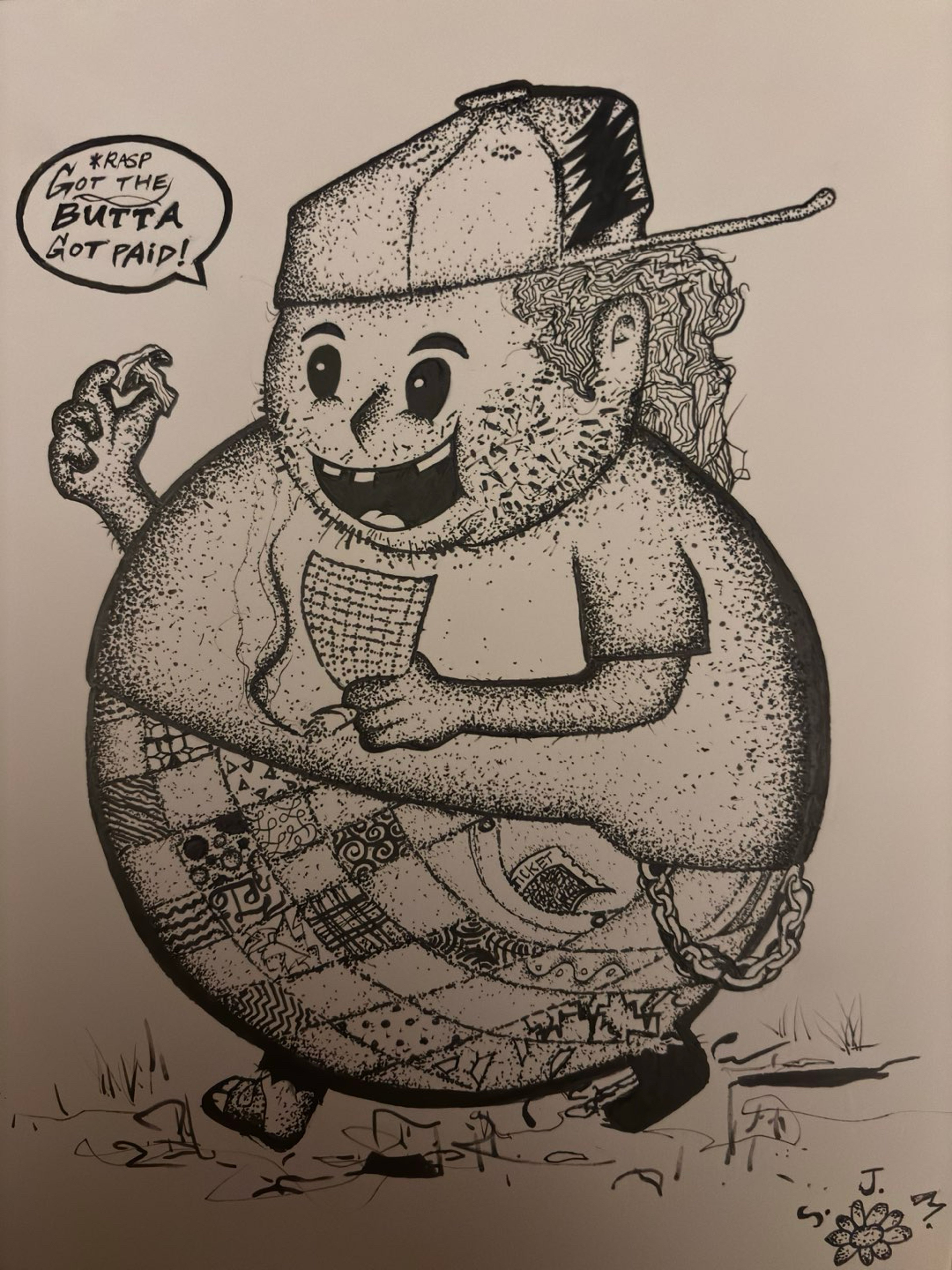 Preview pic of Got the Butta Got Paid (original pen and ink)