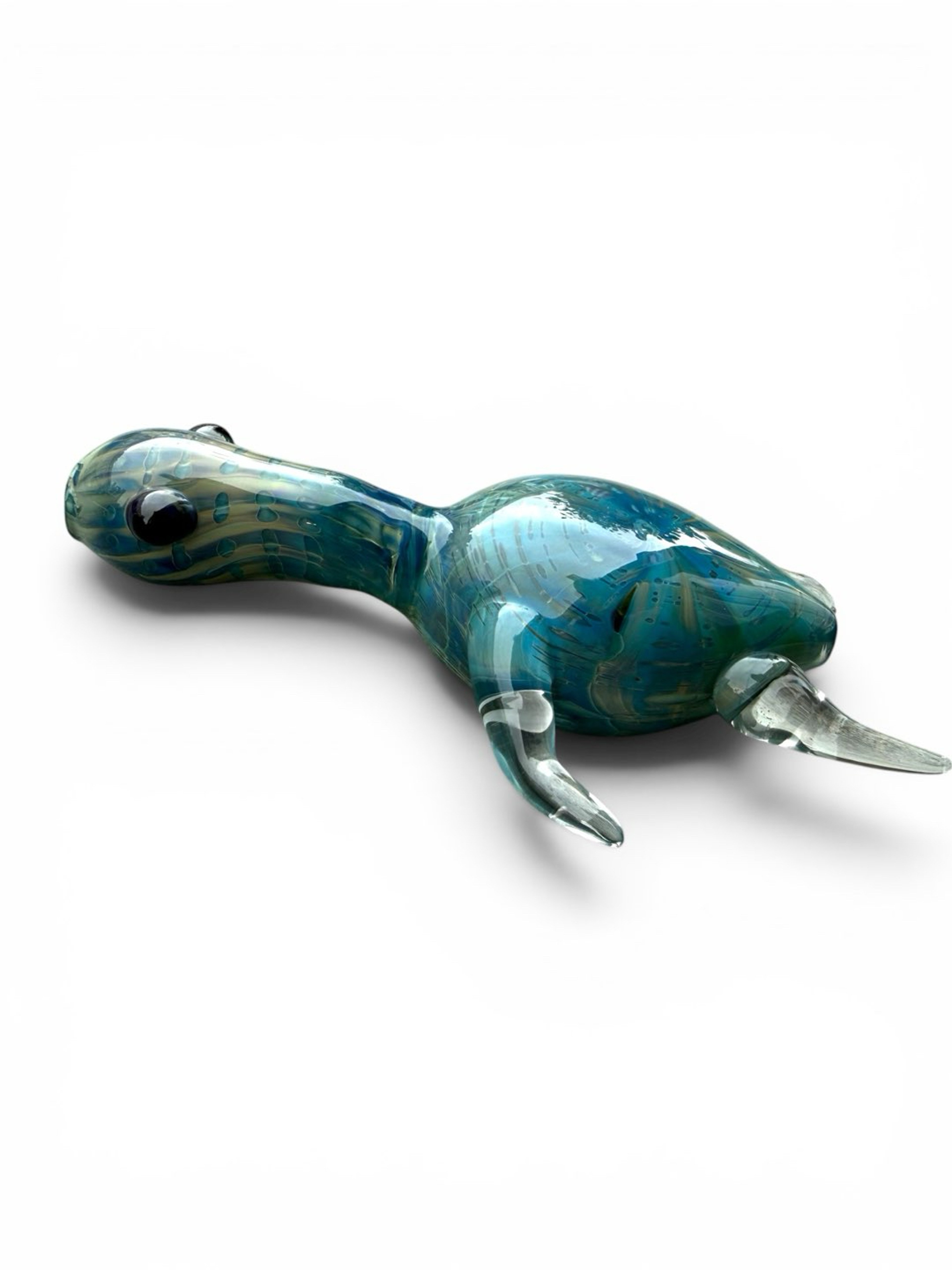 Preview pic of 6” American Hand-Blown Sea Turtle Glass Hand Pipe