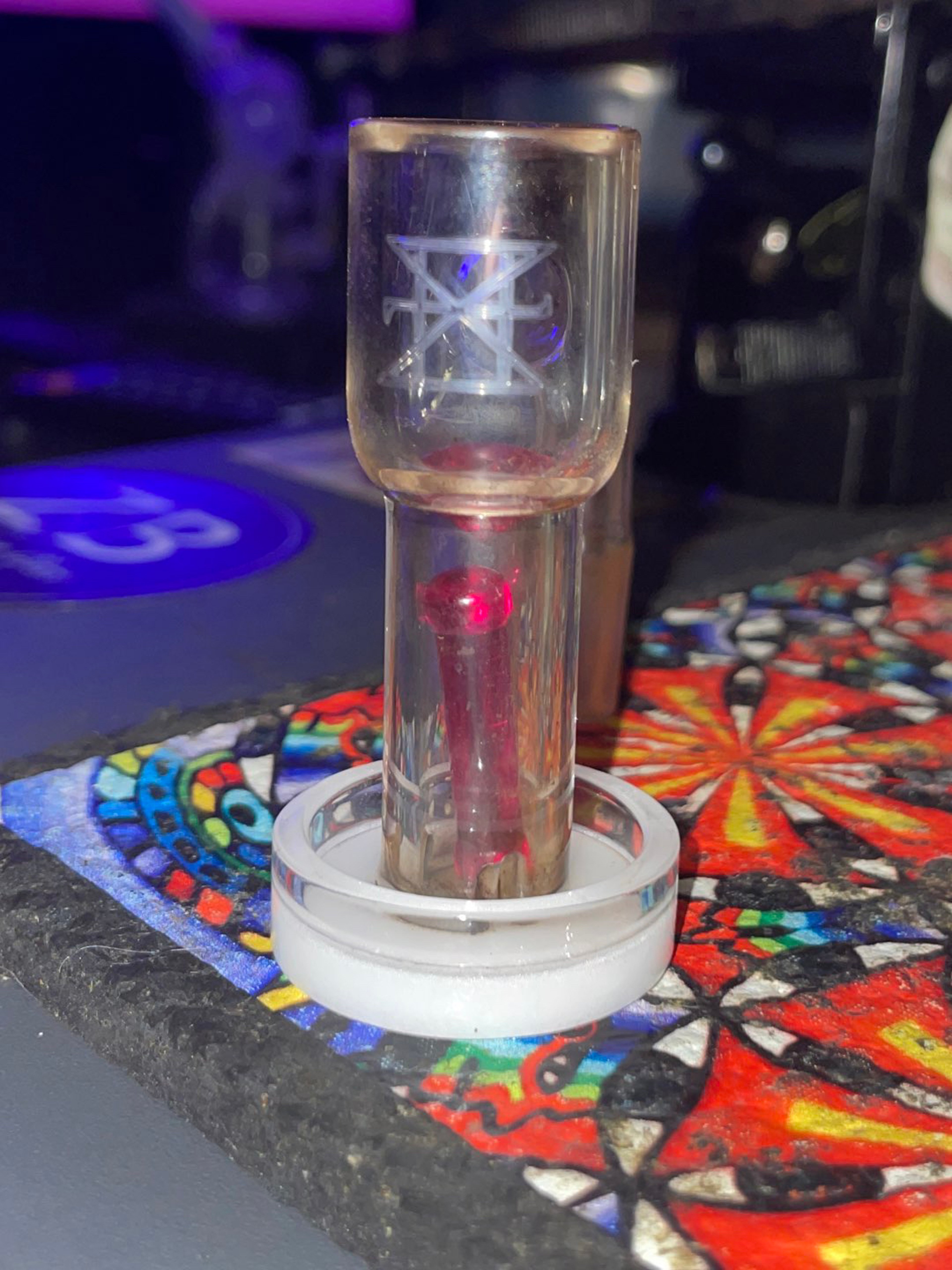 Preview pic of Hippie Extremities Opaque Slurper + Ruby Pillar + 10mm faceted Ruby diamond valve pearl.