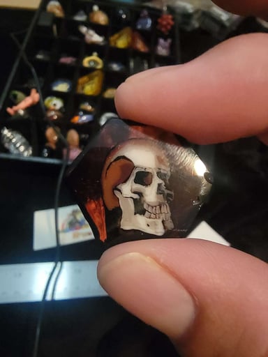 Preview pic of Glass Murrine Skull Art Coin Possible Boehme?