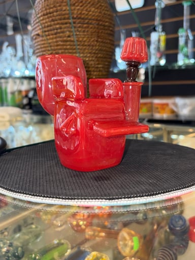 Preview pic of Ketchup red Recliner with bottle Lazy glass