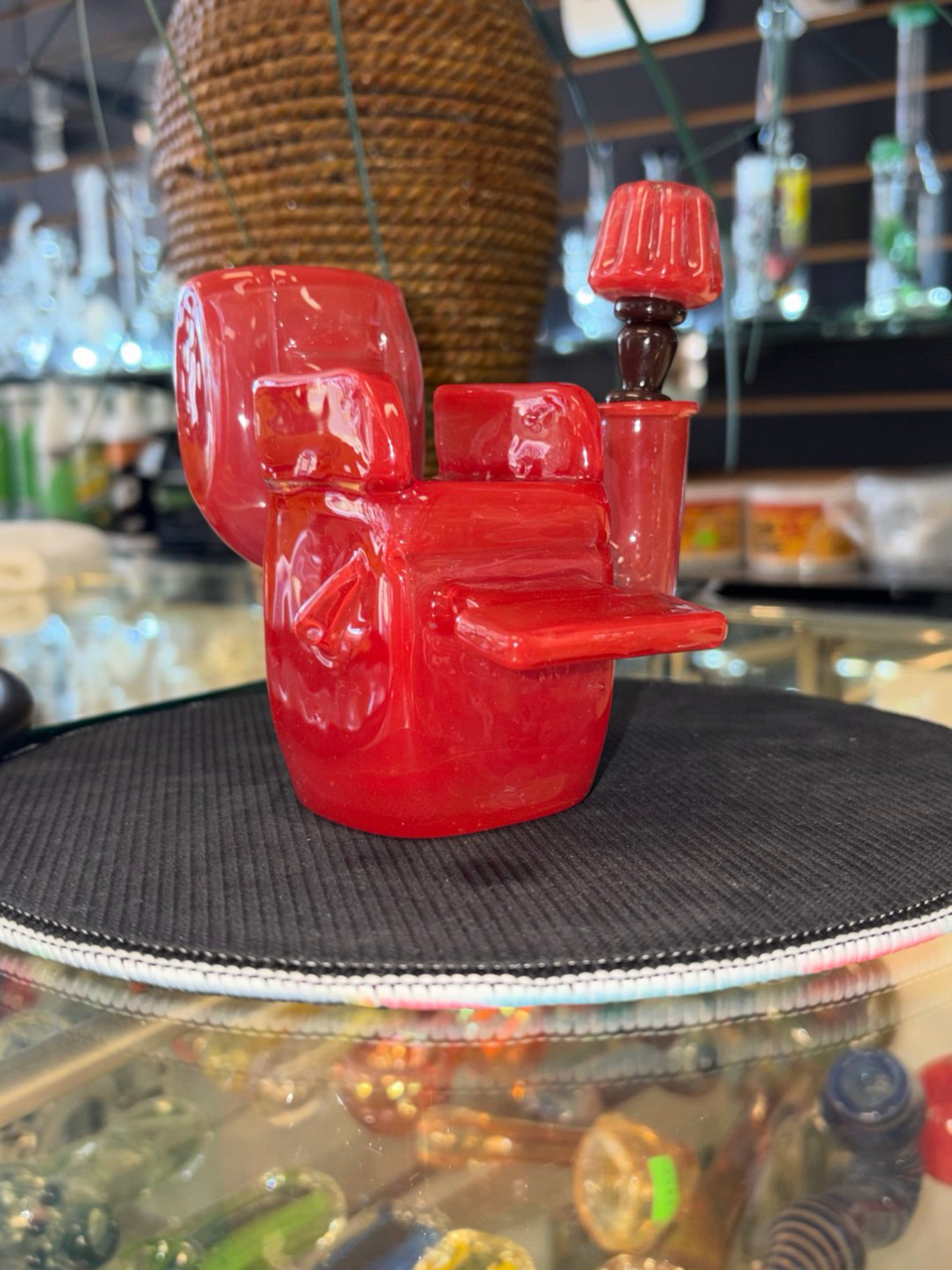 Preview pic of Ketchup red Recliner with bottle Lazy glass