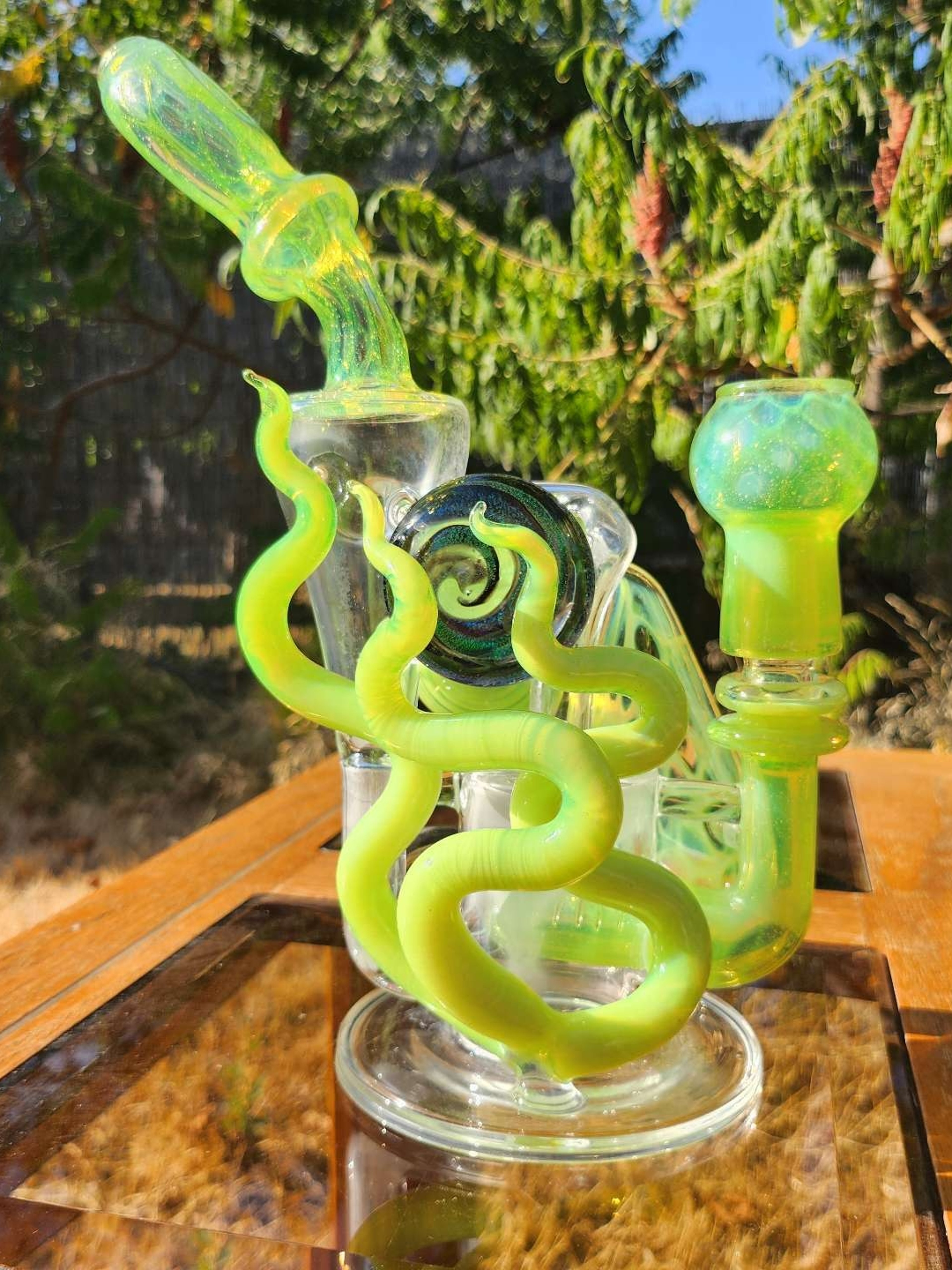 Preview pic of Flame UV Reactive Recycler dab rig by Anodyne Glass