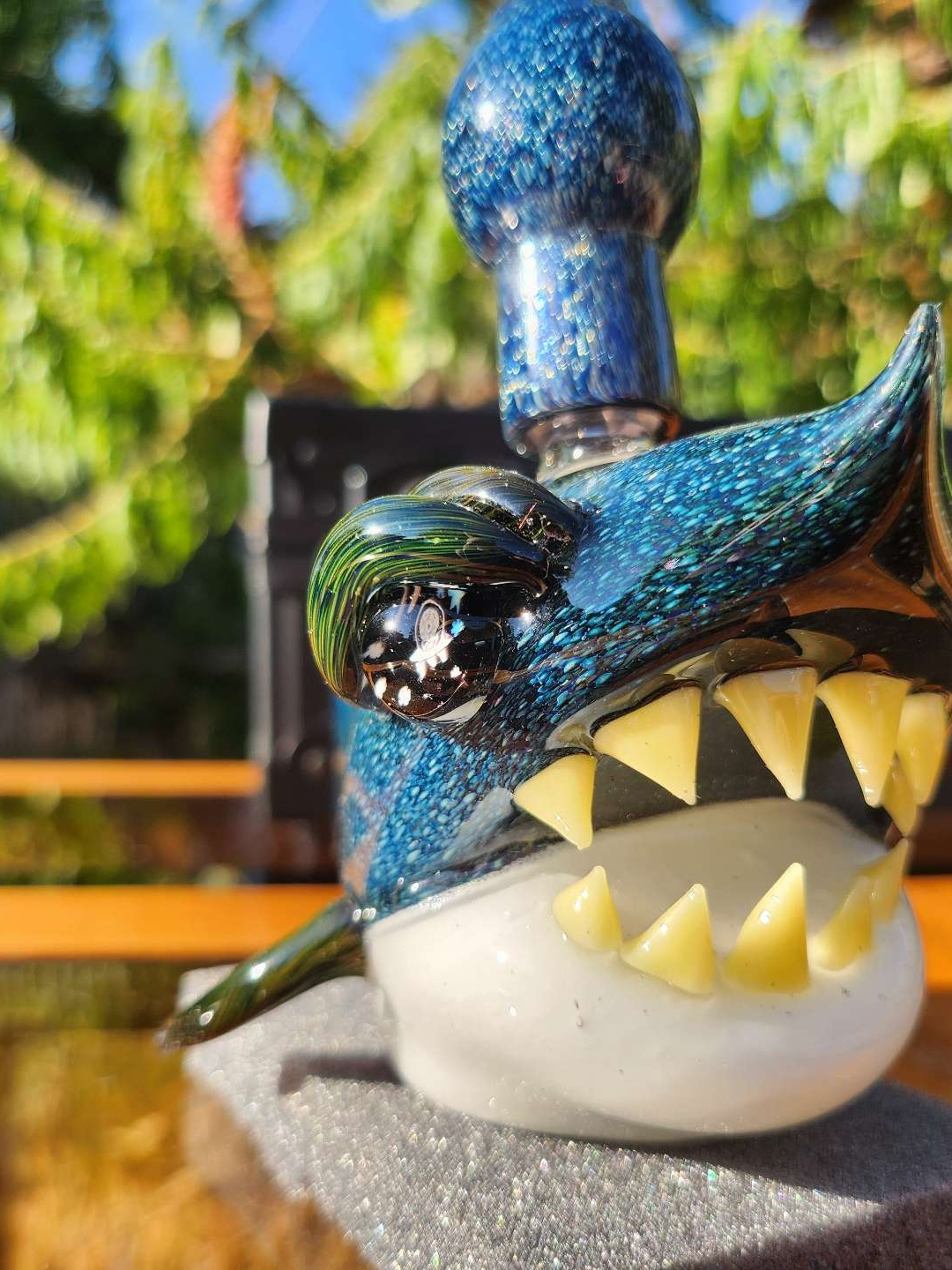 Preview pic of Niko Cray Custom Heady Glass Galaxy Shark Water Pipe Alien Spaceship in his eyes