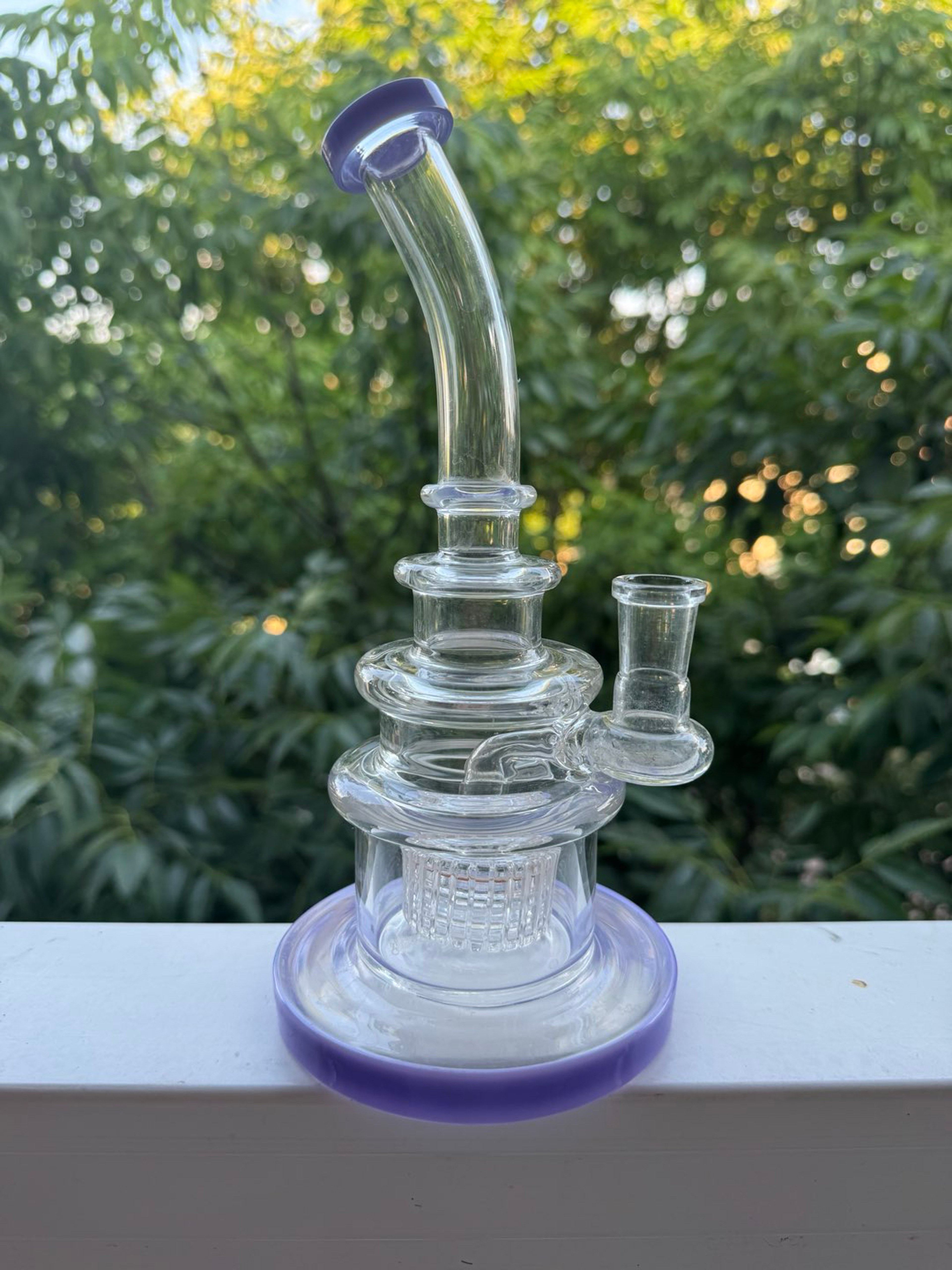 Purple Accent Glass Recycler Water Piece — Clean Used Condition image 0