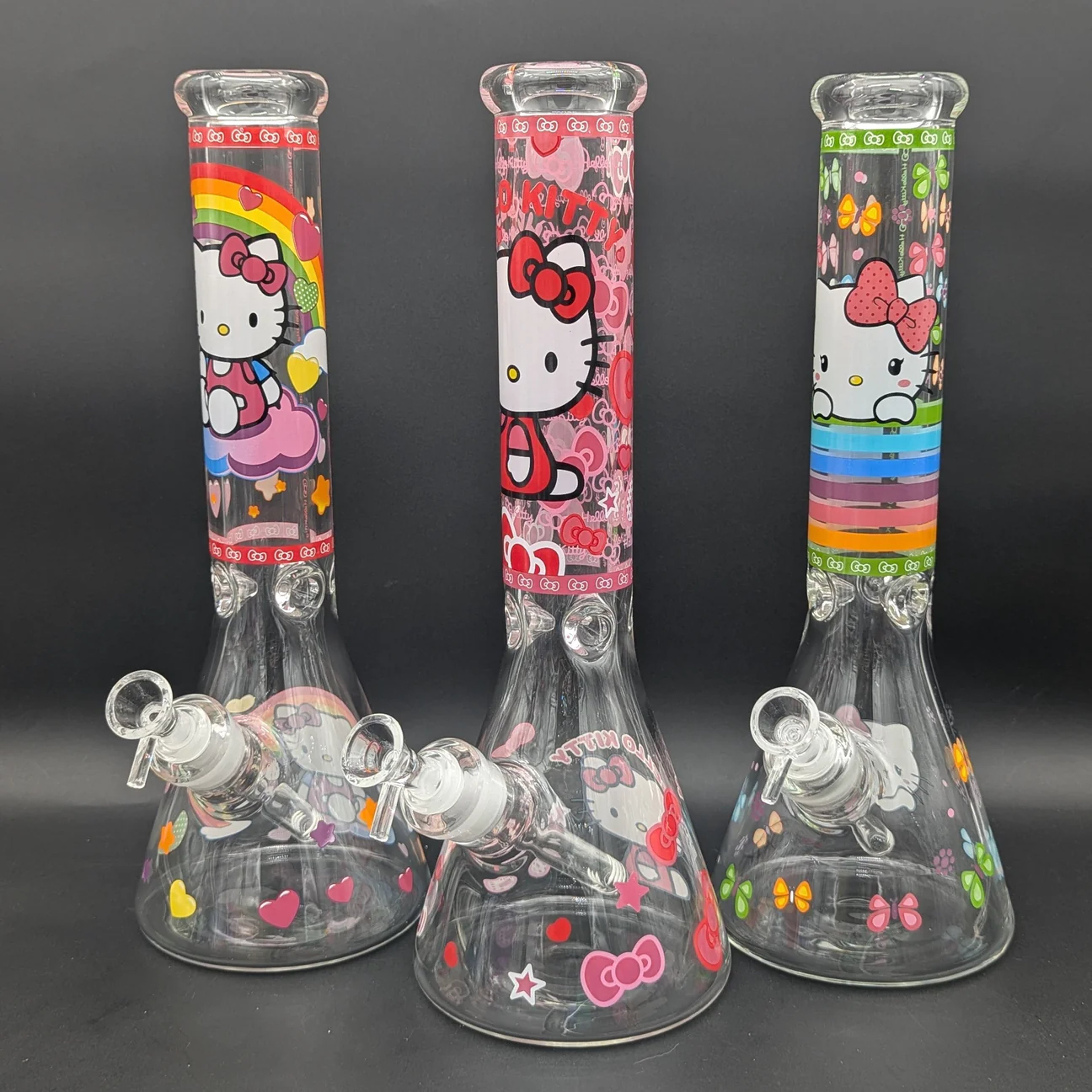 Preview pic of 14" COLORFUL KITTY GRAPHIC BEAKER BONGS