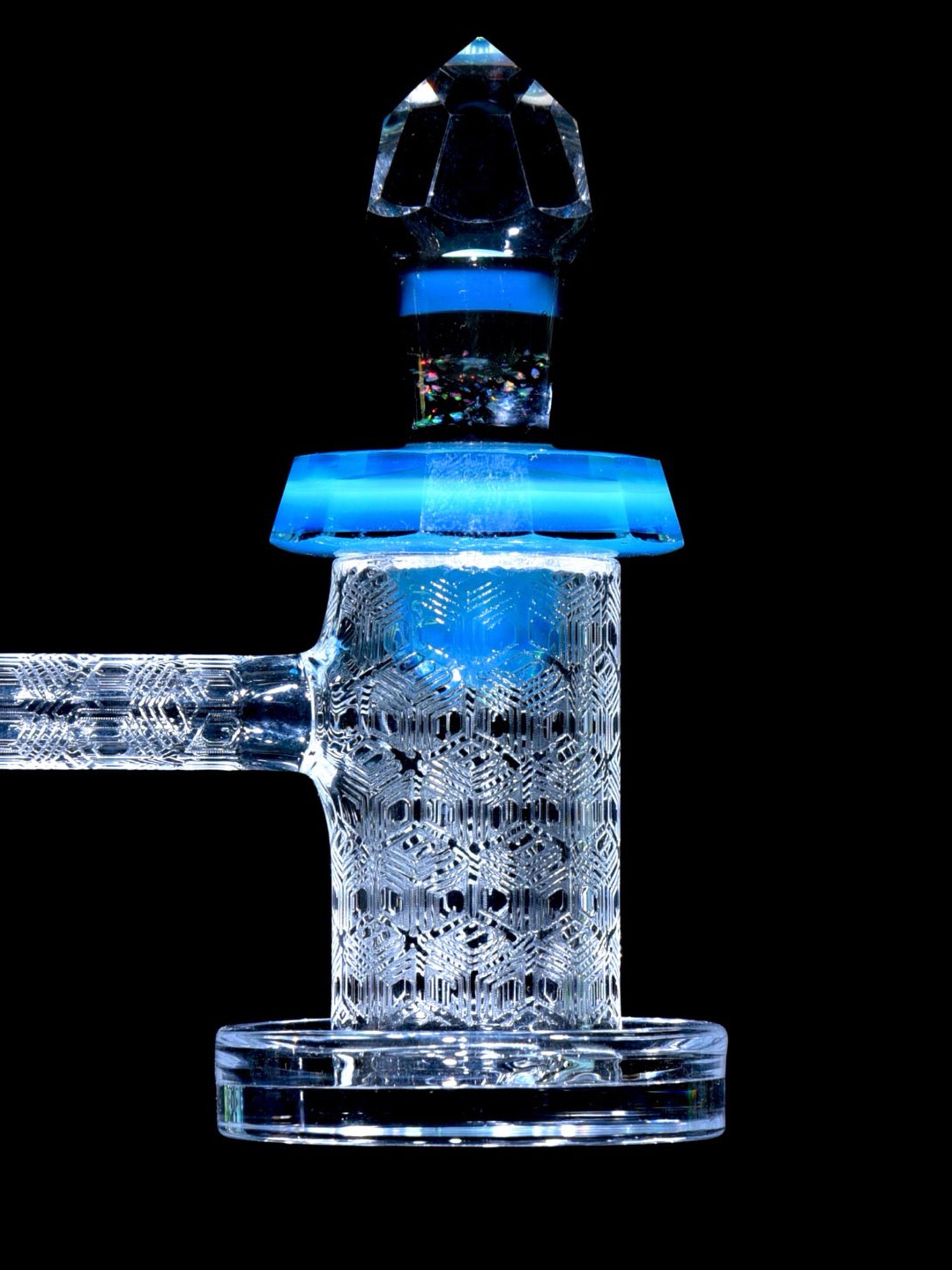 Preview pic of Hardcore Toke - XL Faceted Crushed Opal/Meta-Terrania Blender Cap w/ Encased Opal HCT