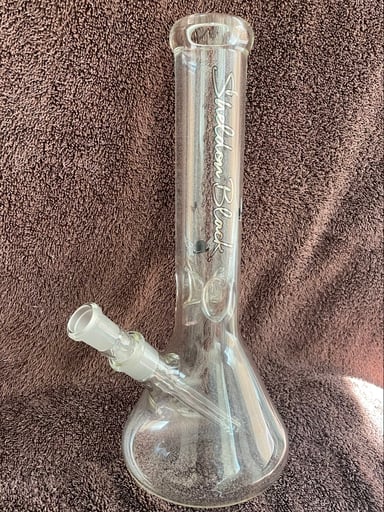 Preview pic of Authentic Sheldon Black 5mm Beaker w/ OG Branded Downstem