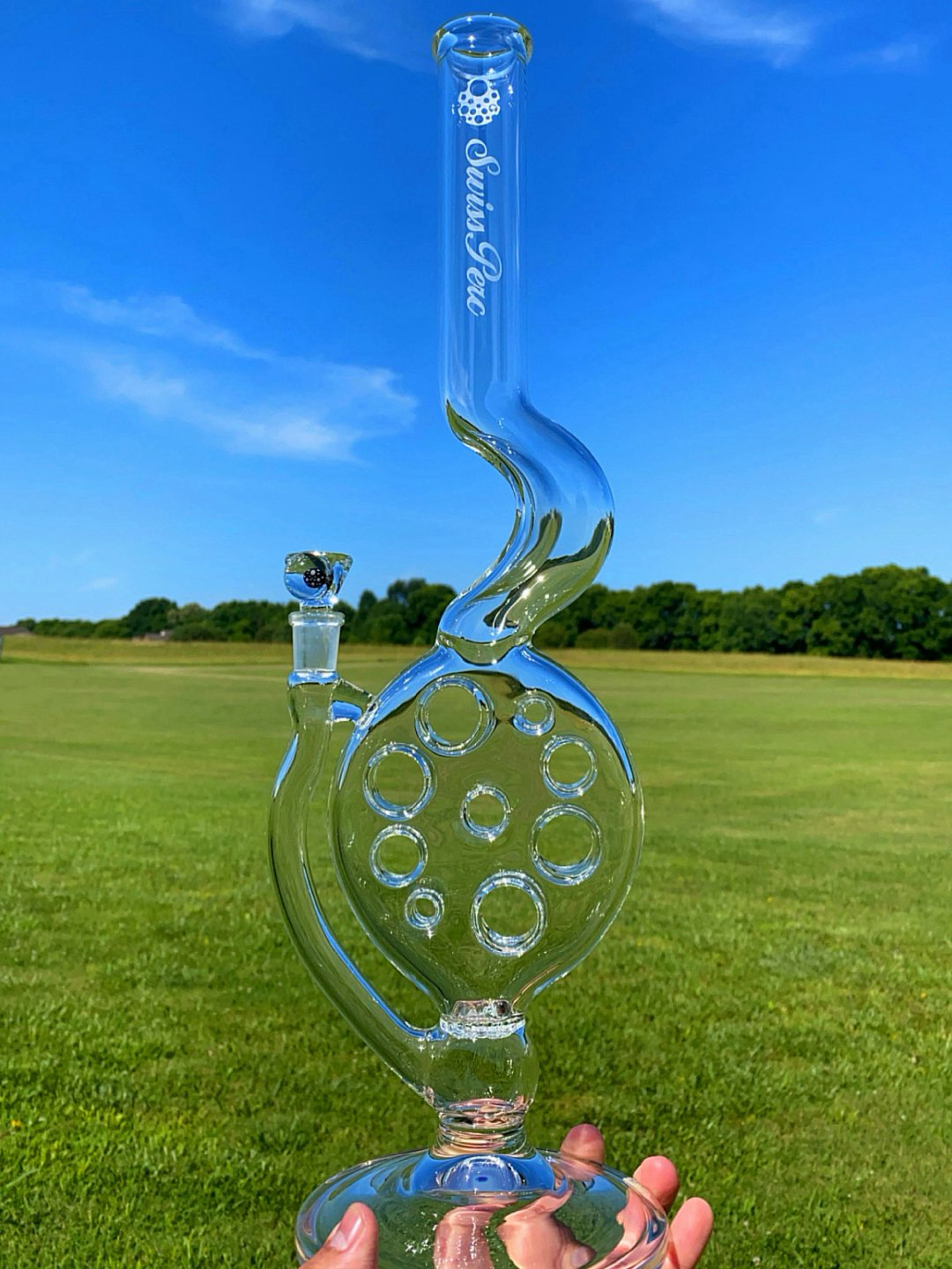 Preview pic of 2024 Clear Swiss Perc Studios Full Size Classic Side Feeder 9 Hole Multi-size With Swiss Millie Slide And Swiss Perc Box/Certificate