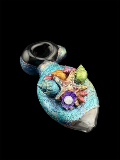 Preview pic of Brand New Cherry Glass Copper Plate Pipe With Real Sea Shells